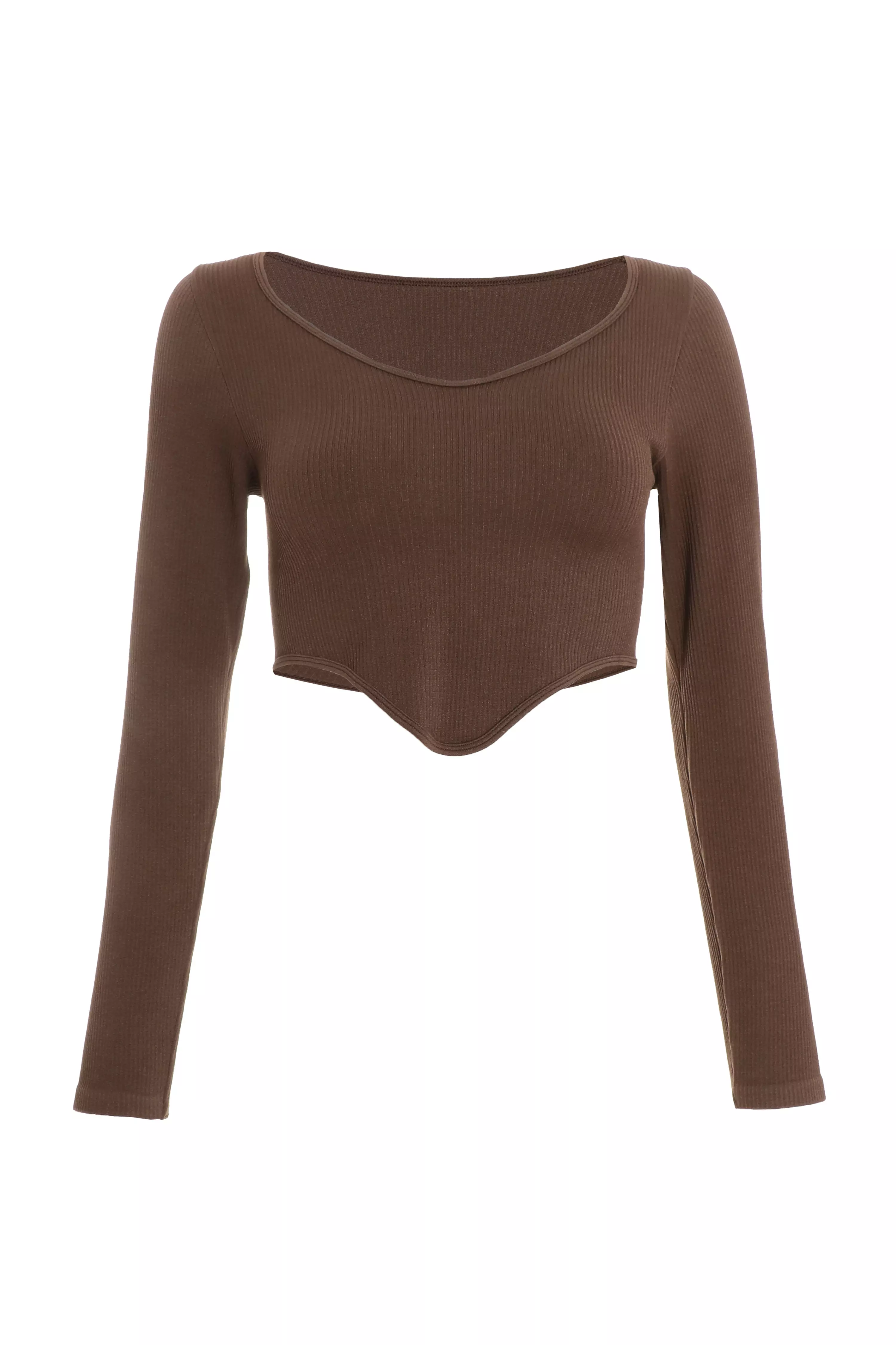 Chocolate Ribbed Crop Top