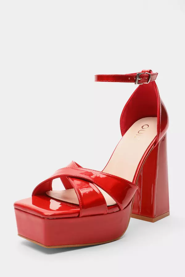 Red Mirrored Platform Heels