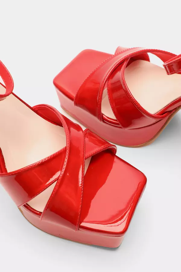 Red Mirrored Platform Heels