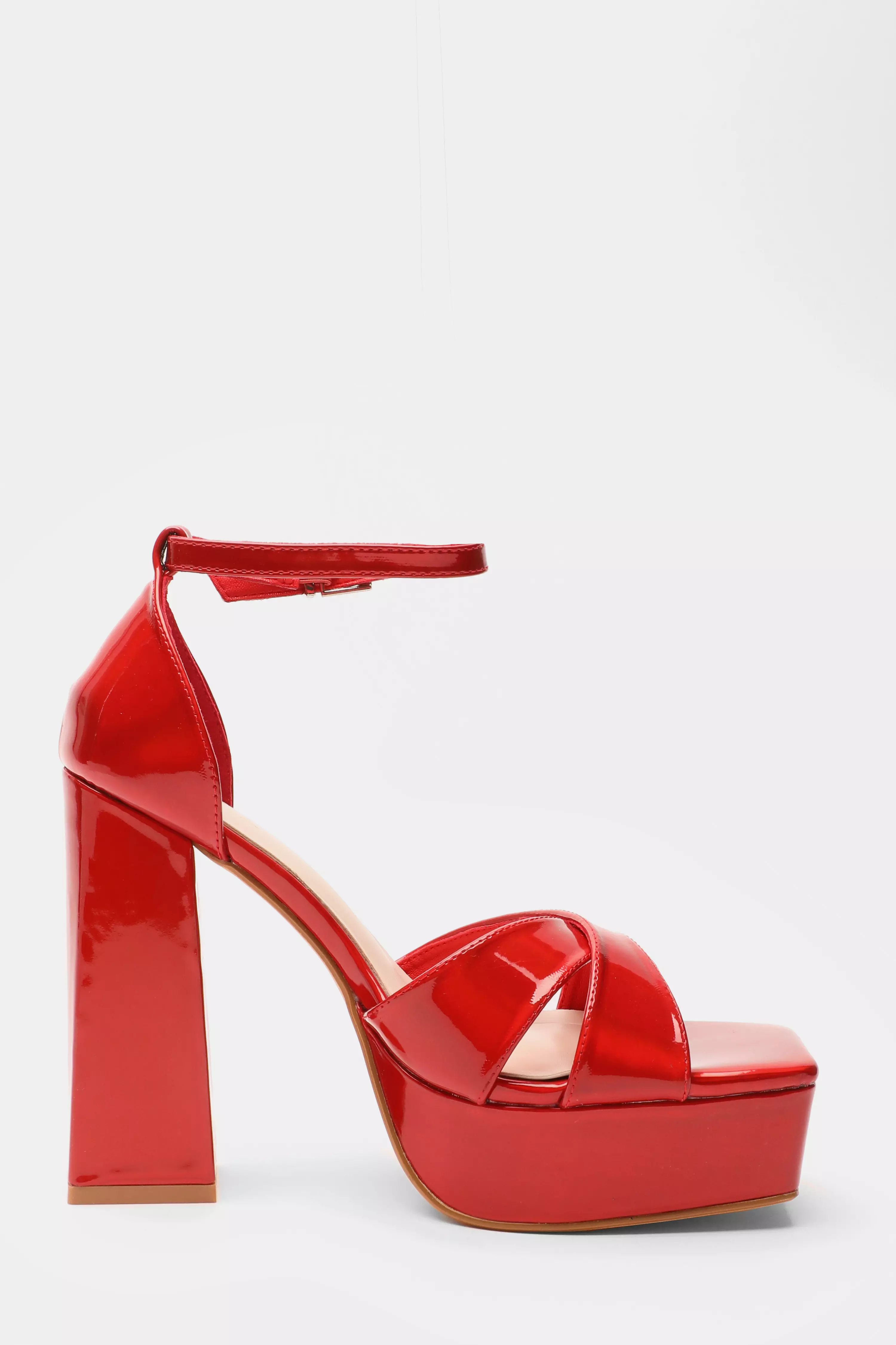 Red Mirrored Platform Heels