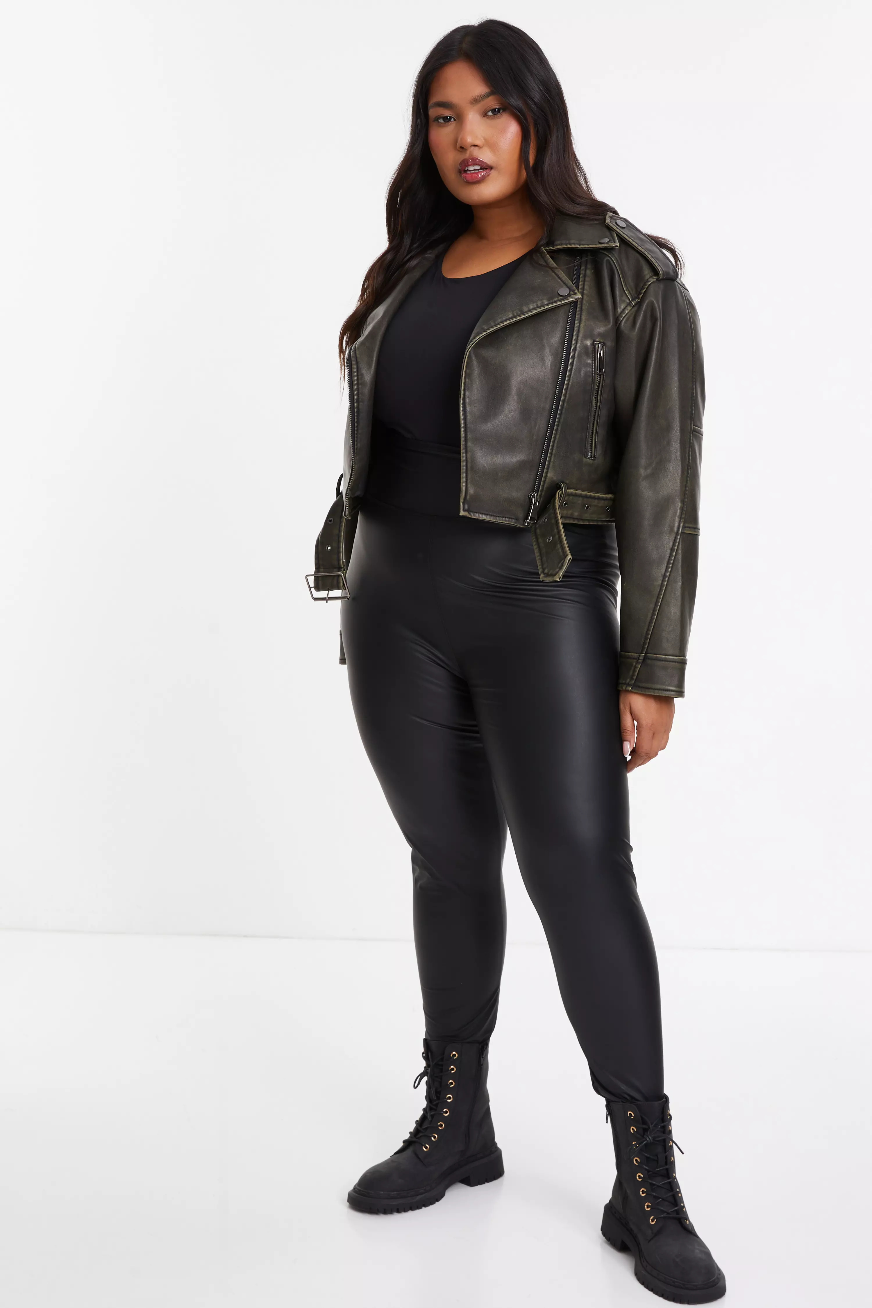 Curve Black Faux Leather Leggings<!-- --> - <!-- -->QUIZ Clothing