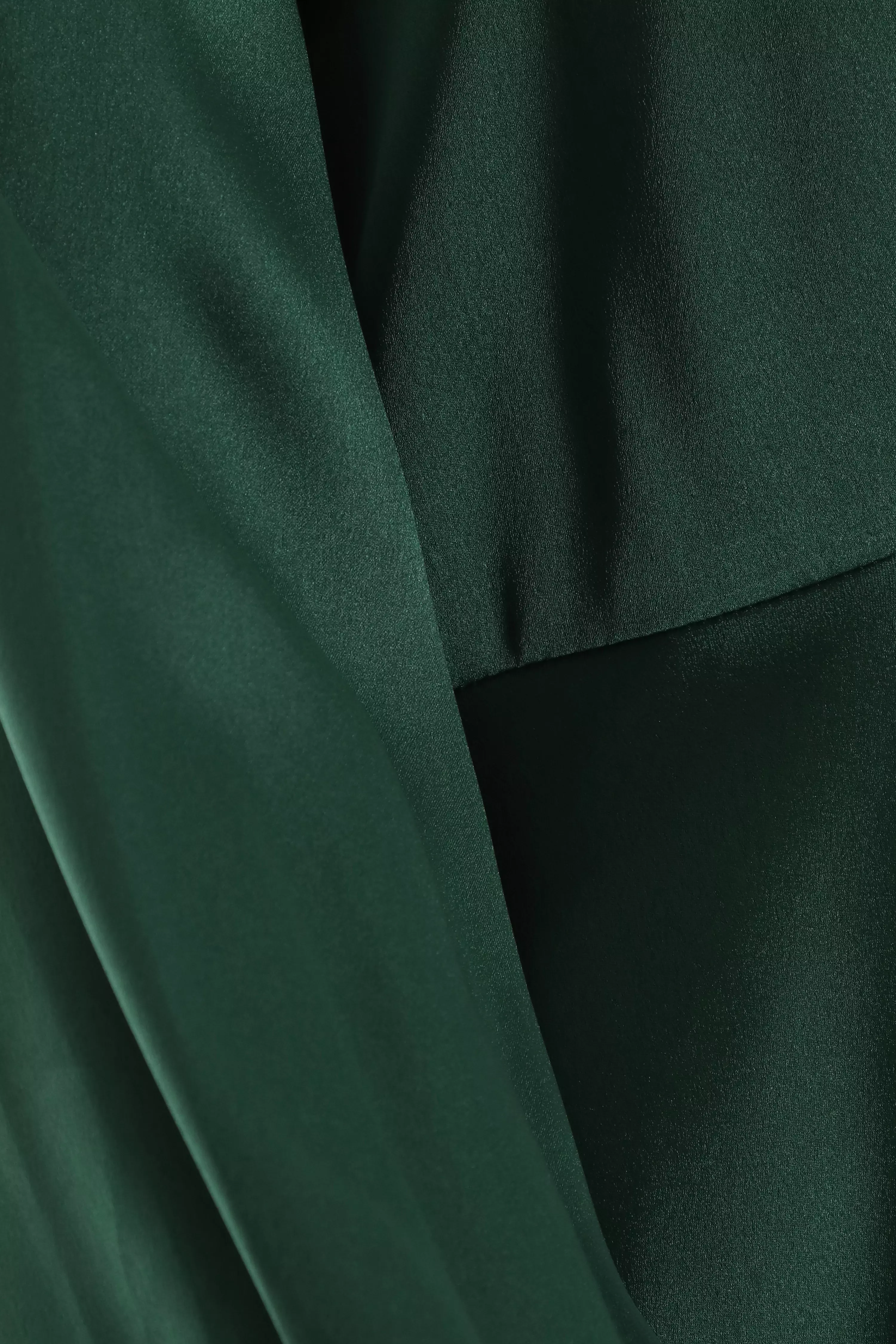 Curve Bottle Green Satin Frill Cuff Blouse