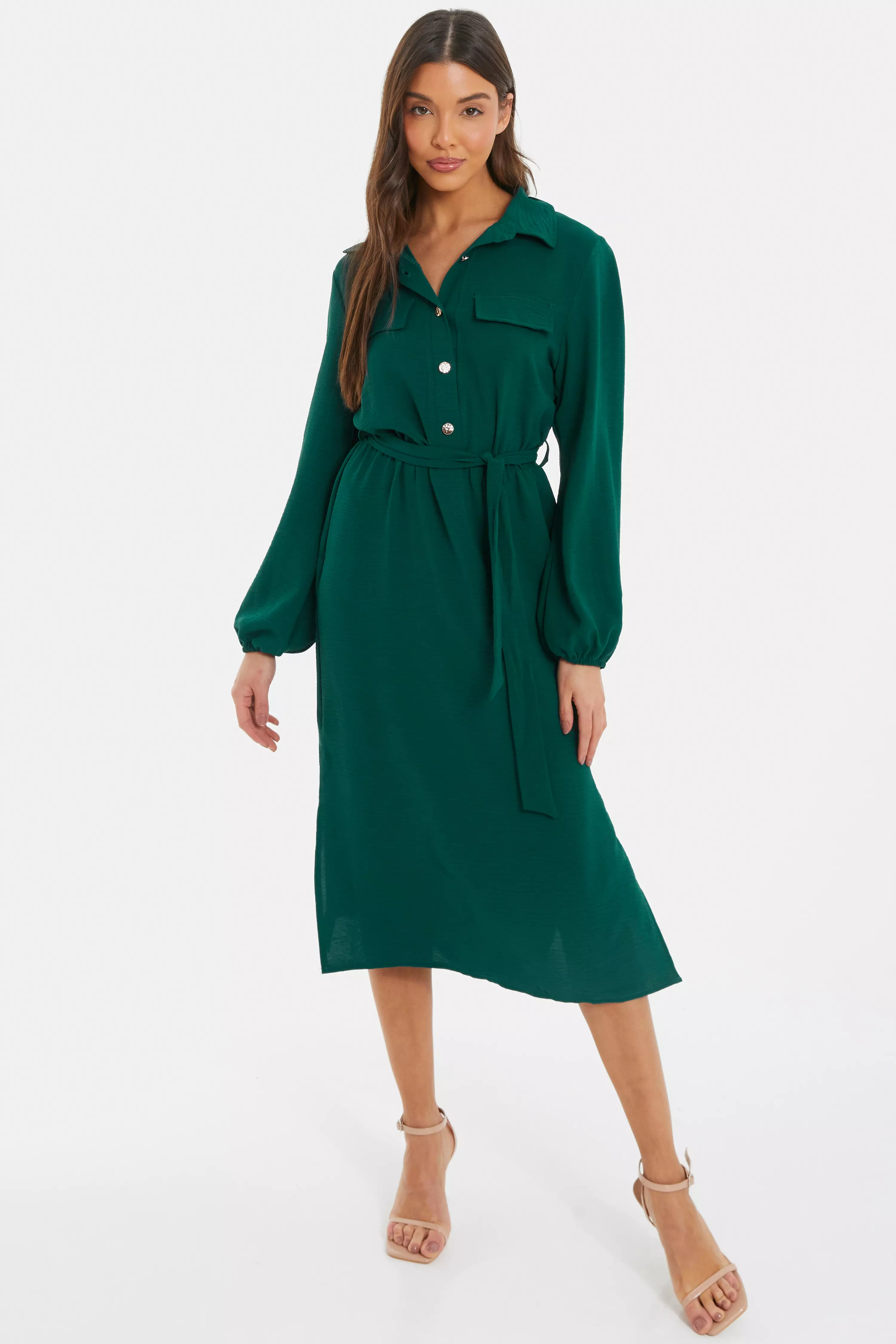 Long green cheap shirt dress