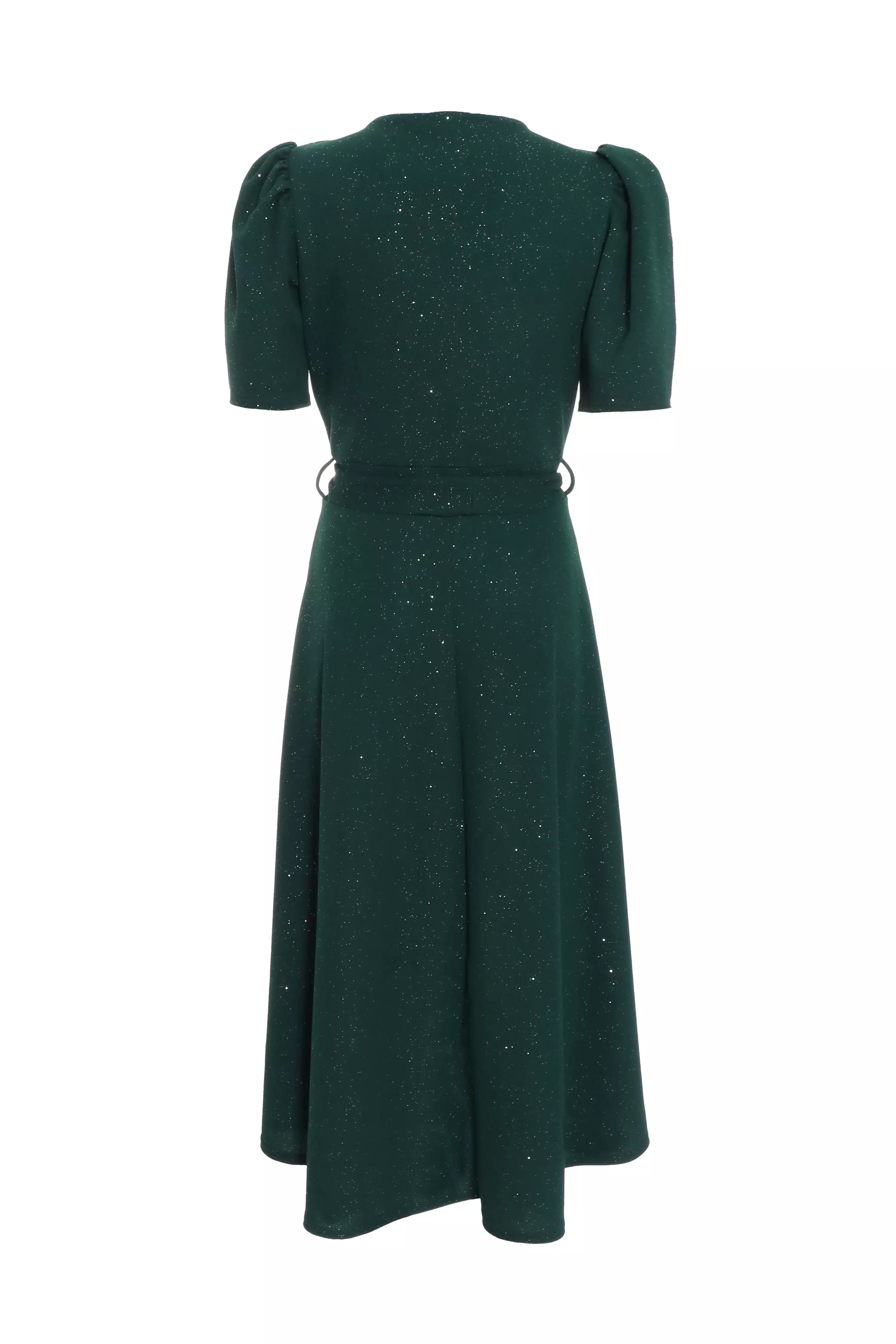 Quiz bottle green glitter dip sale hem dress