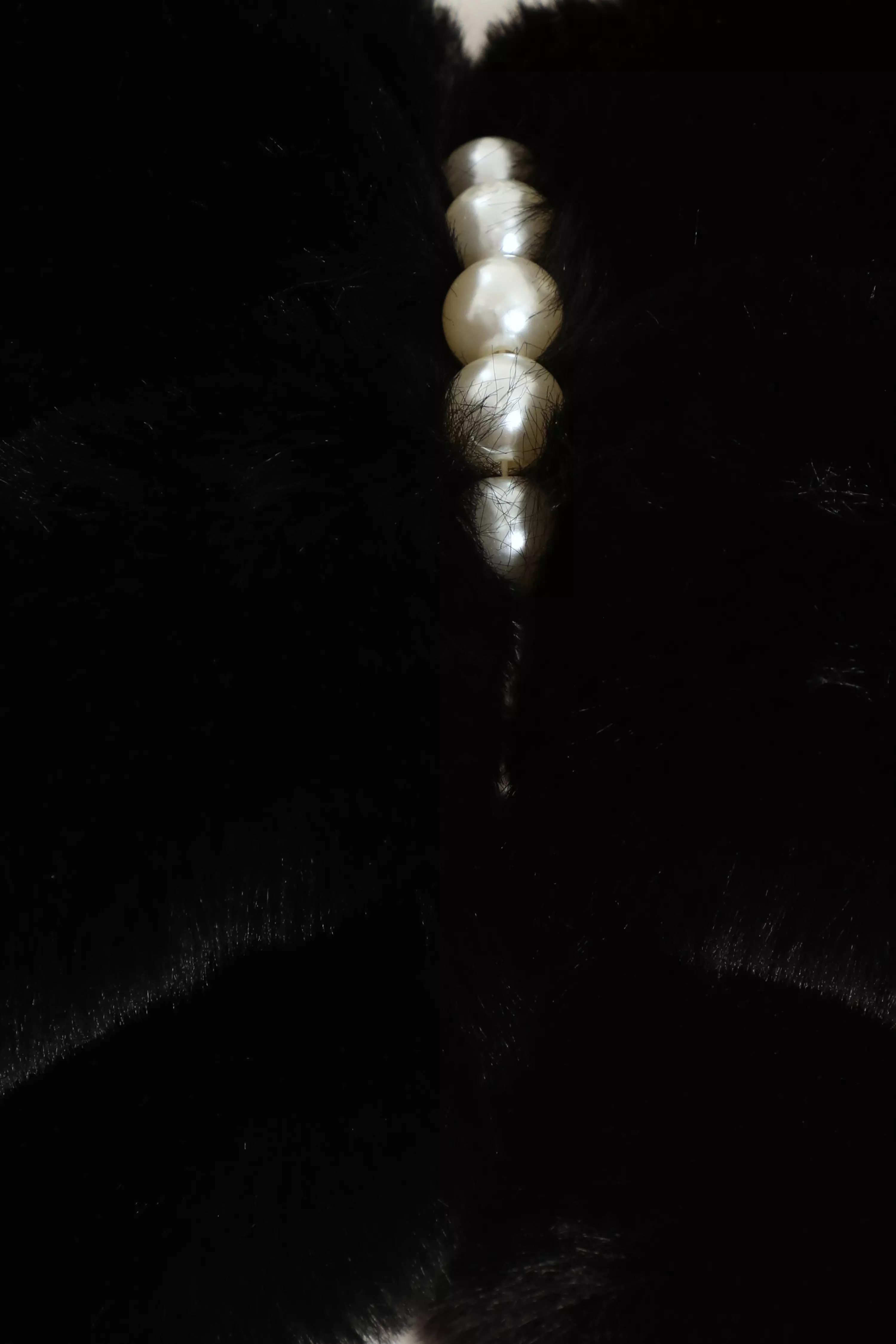 Black Faux Fur Pearl Trim Wrap