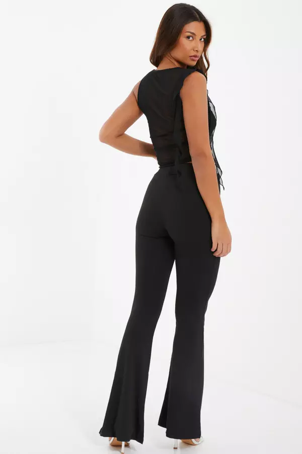 Black Corsage Flared Trousers