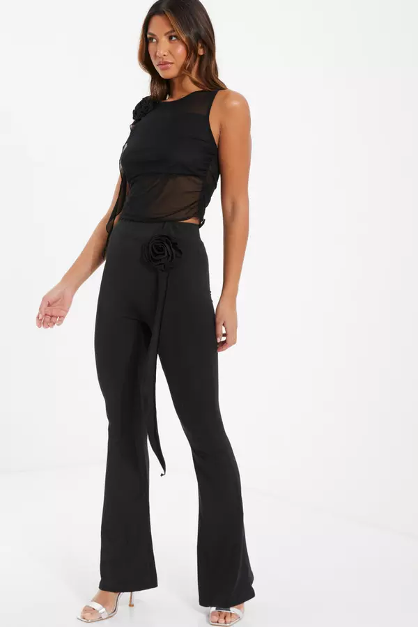 Black Corsage Flared Trousers