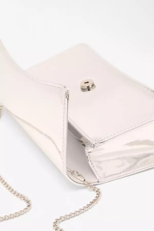 Silver High Shine Clutch Bag