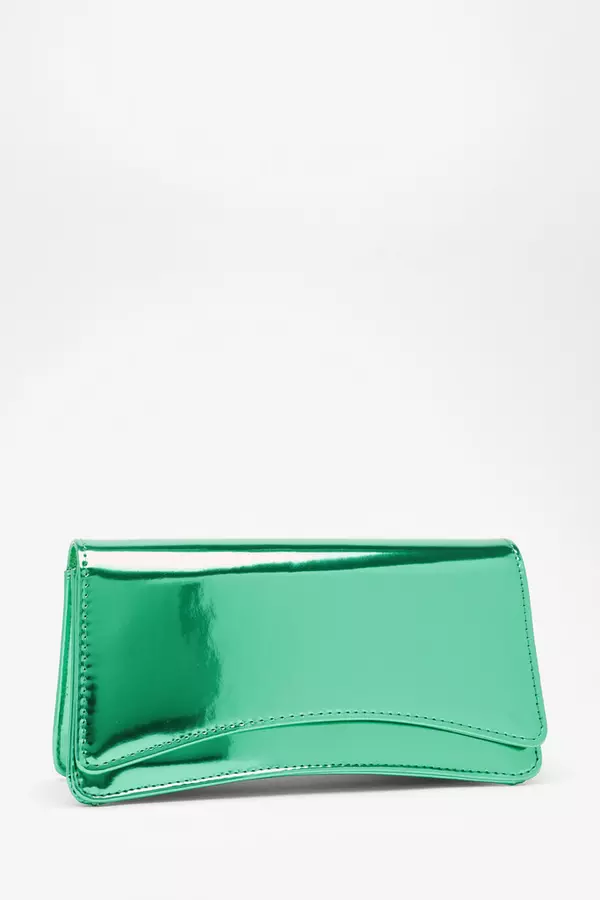 Green High Shine Clutch Bag