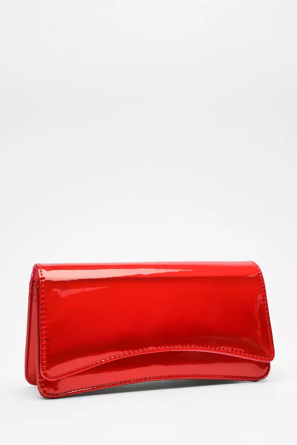 Red High Shine Clutch Bag