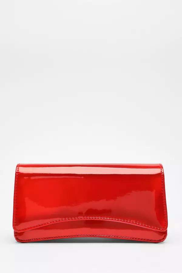 Red High Shine Clutch Bag