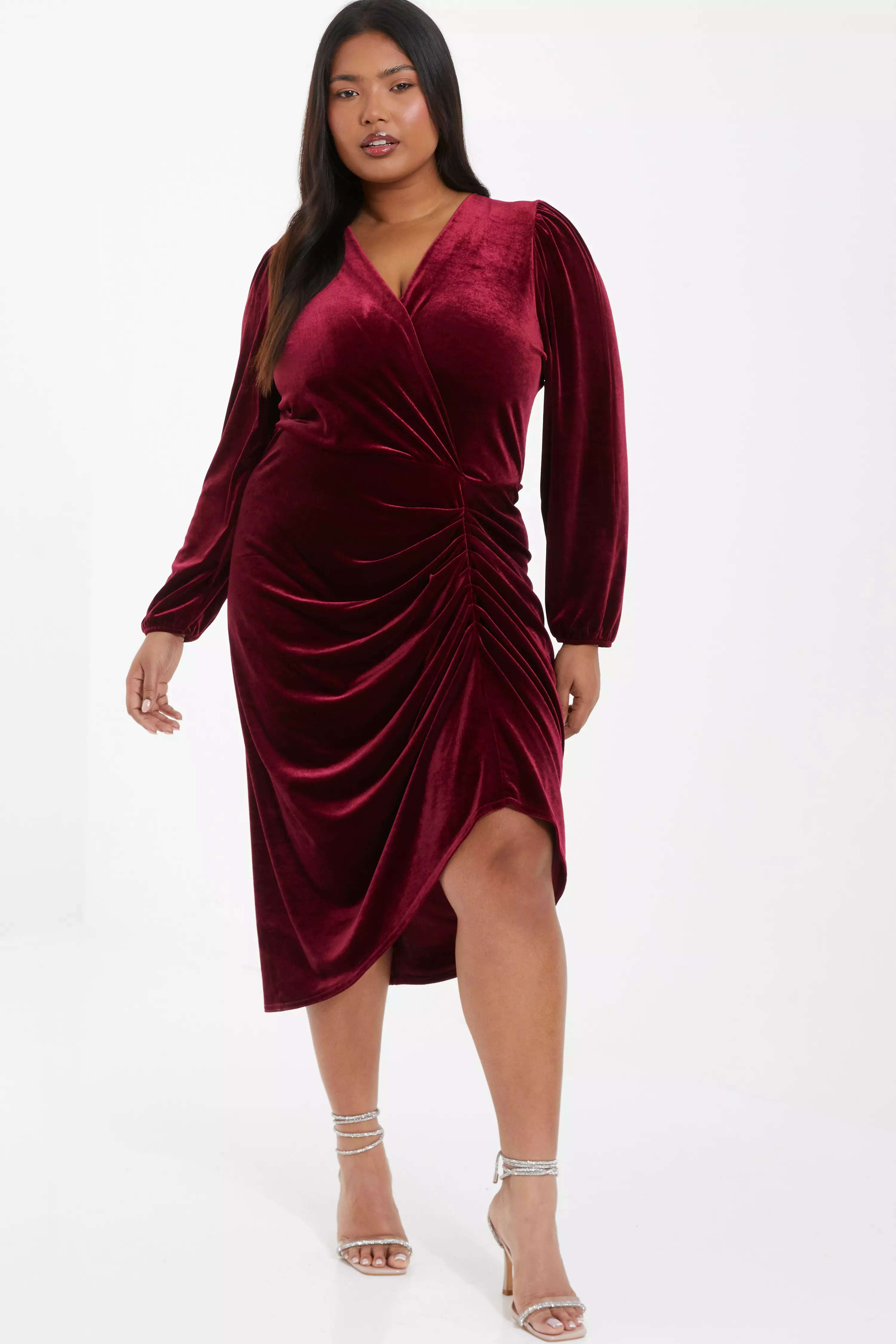 Curve Berry Velvet Midi Dress