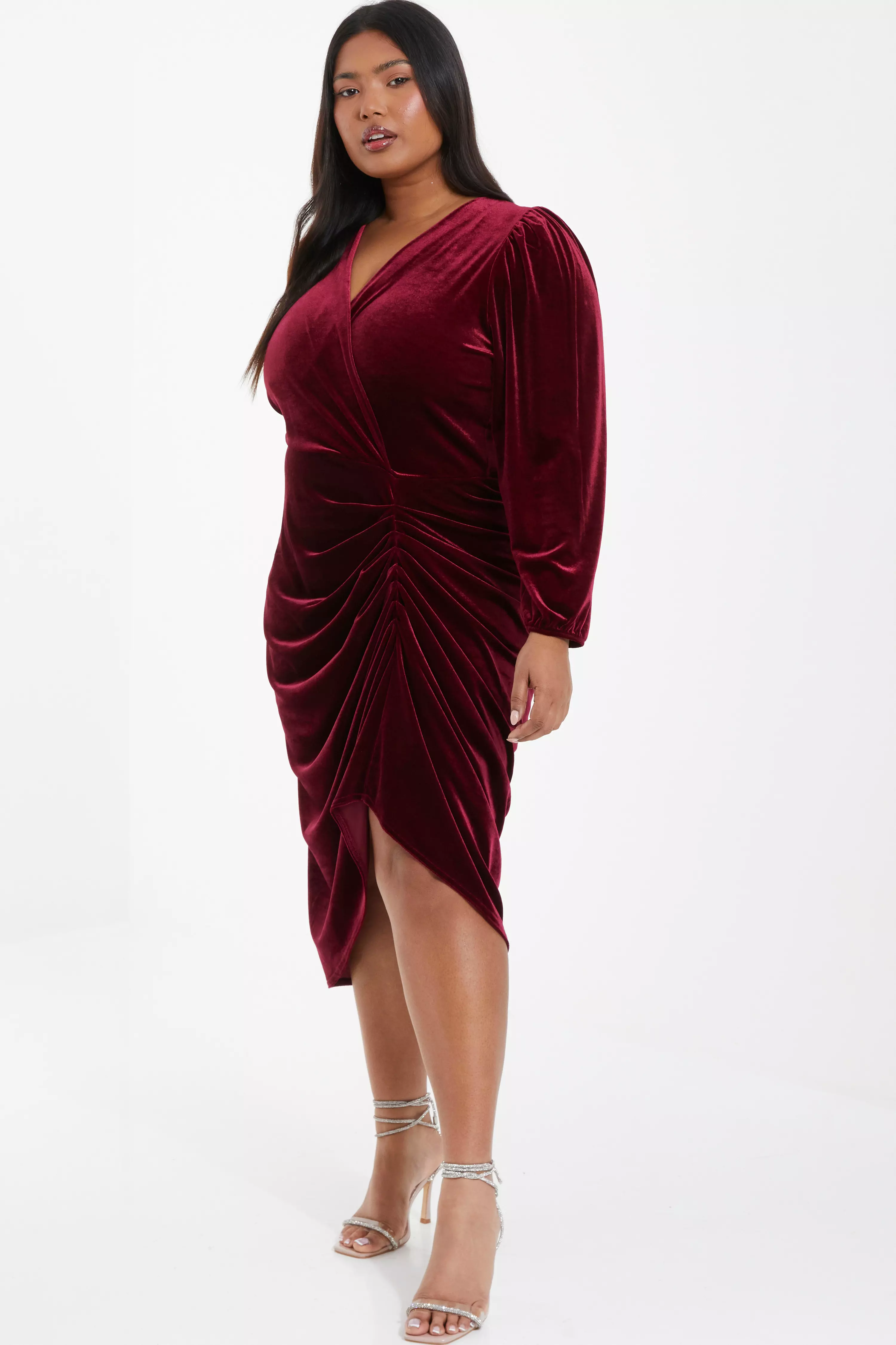 Curve Berry Velvet Midi Dress