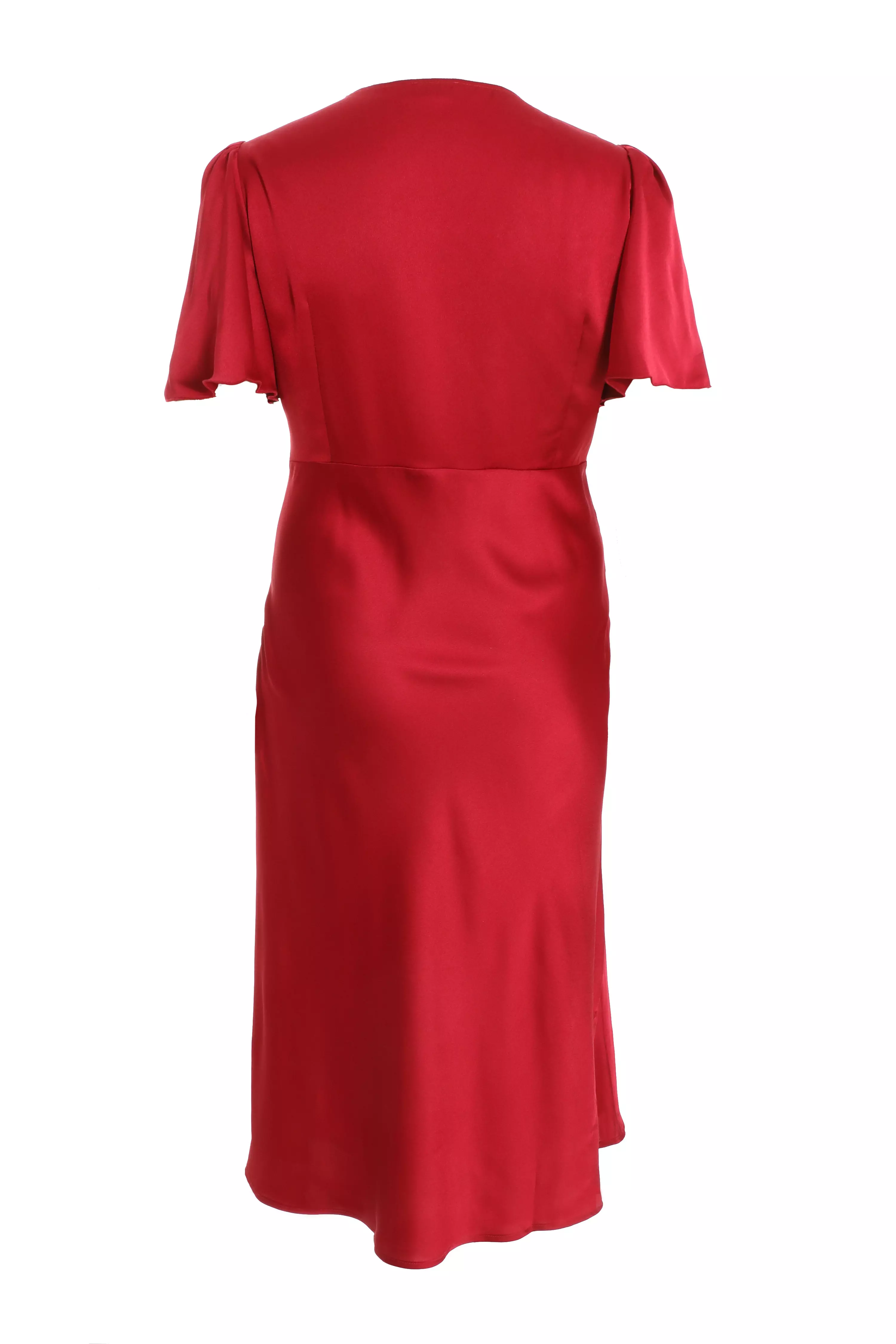 Curve Red Satin Midi Dress