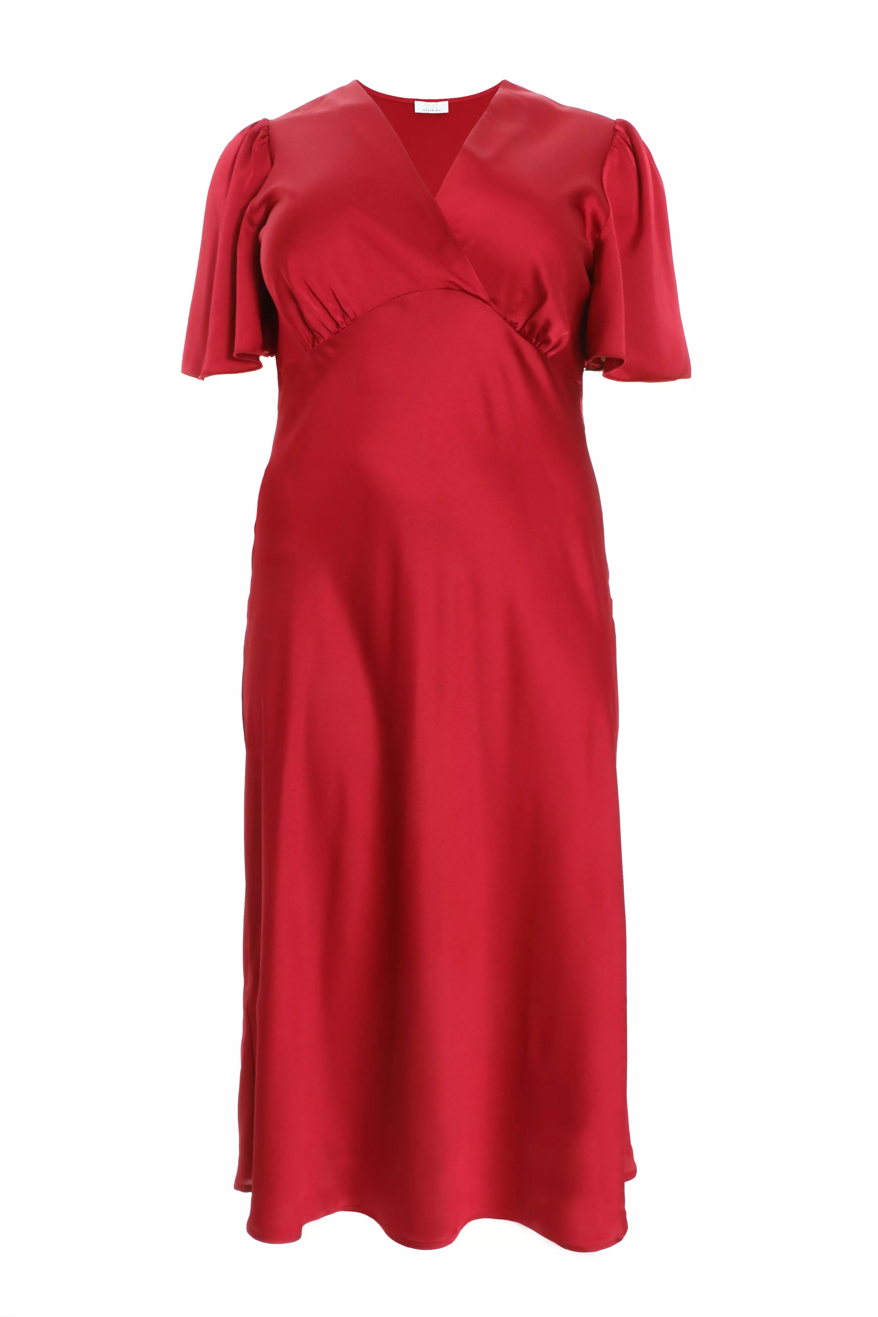 Curve Red Satin Midi Dress