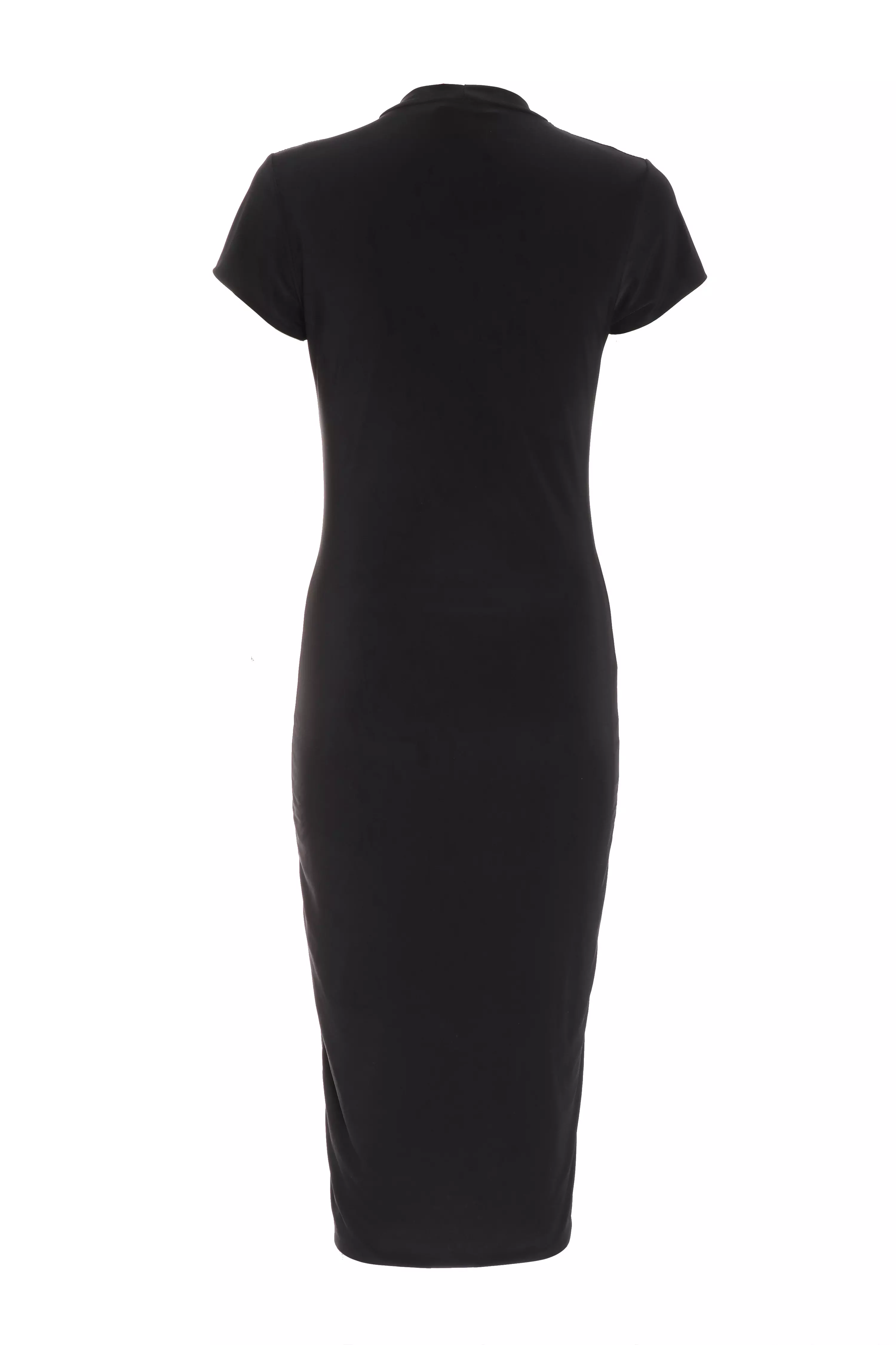 Black Short Sleeve Bodycon Midi Dress