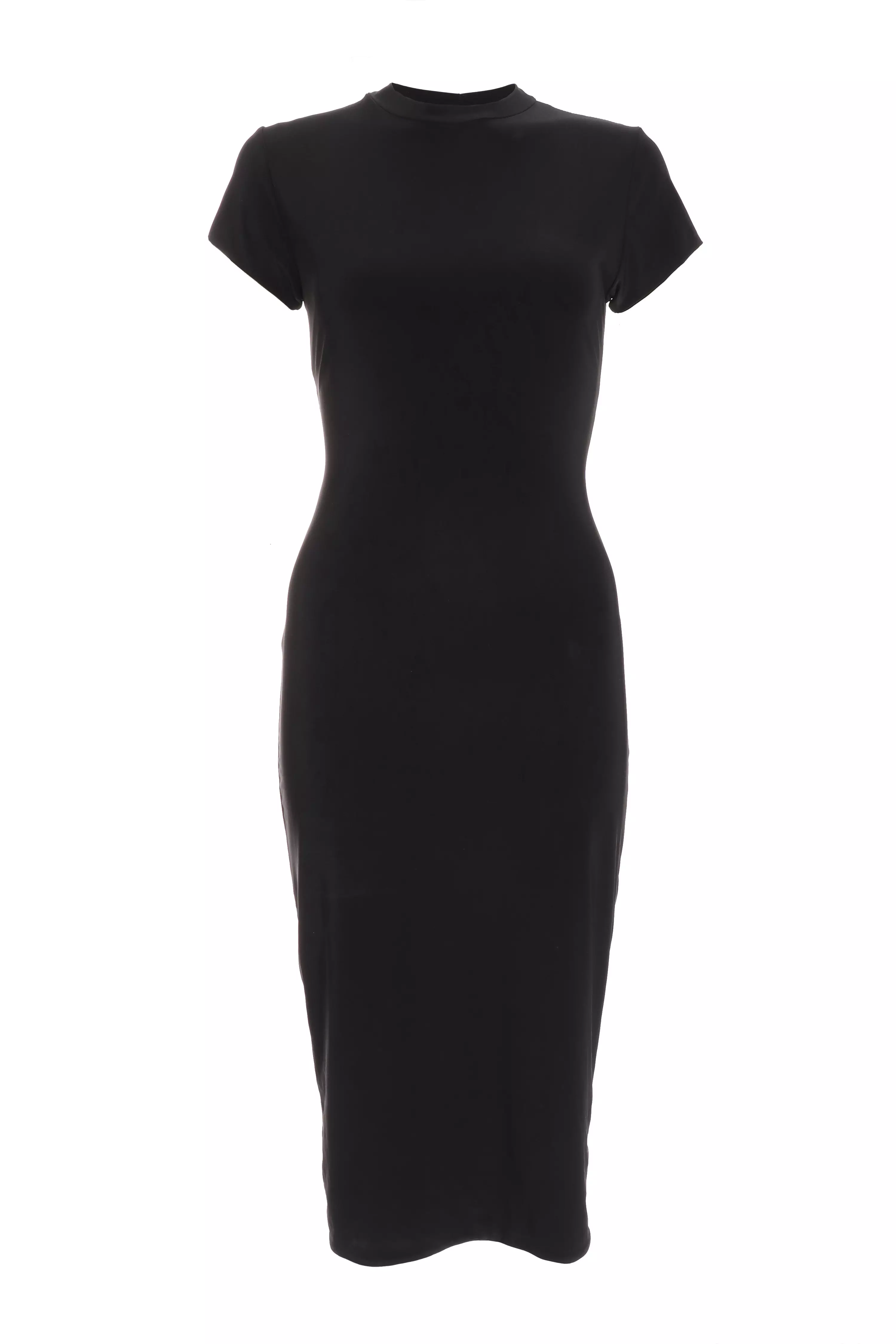 Black Short Sleeve Bodycon Midi Dress