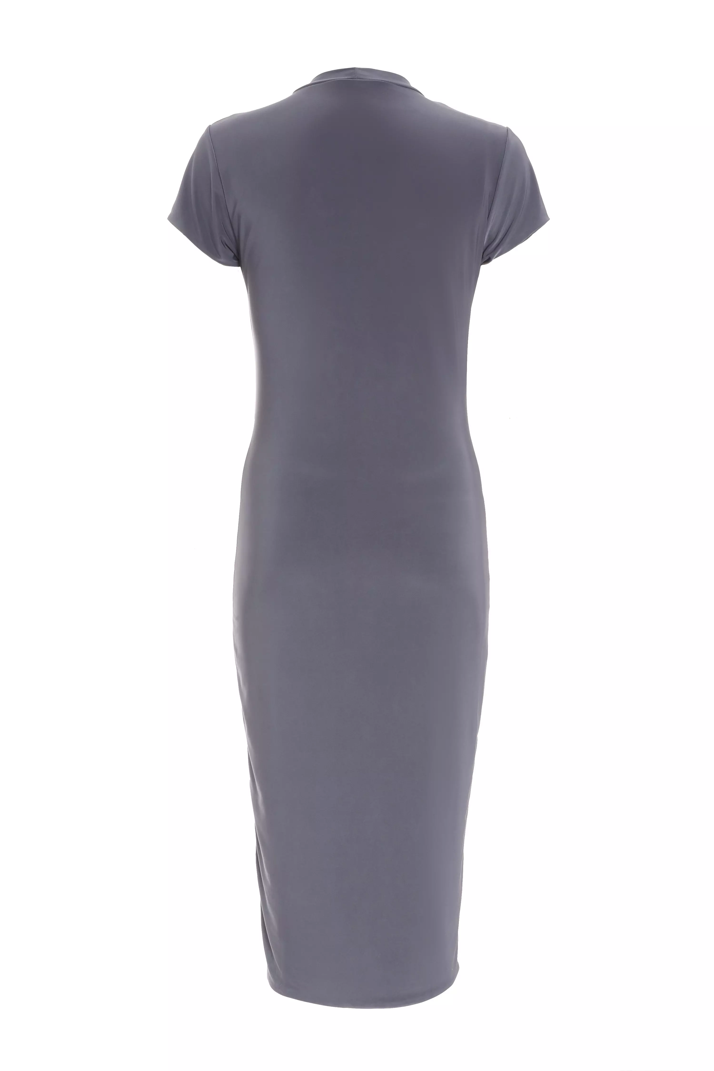 Grey Short Sleeve Bodycon Midi Dress