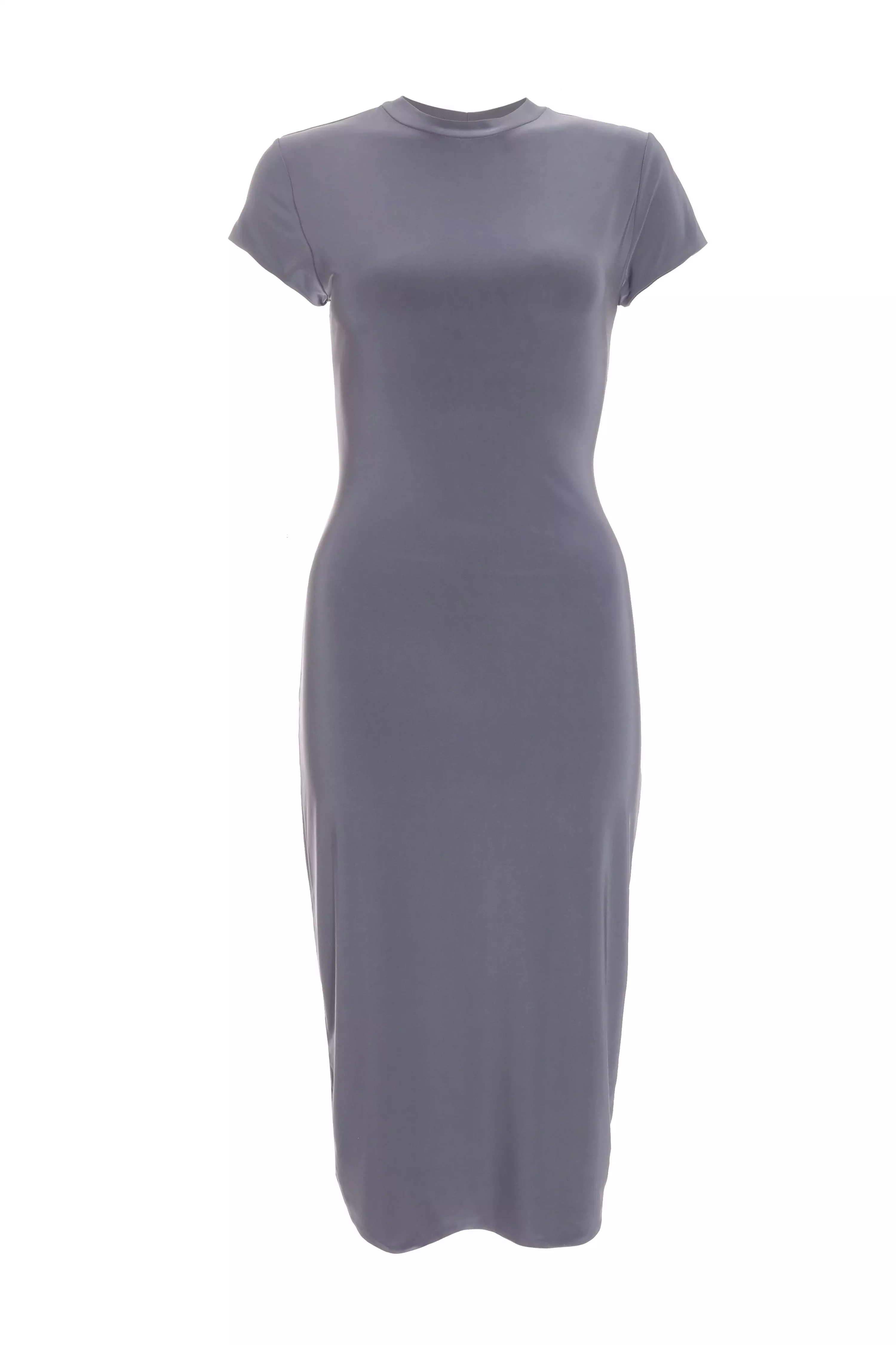 Grey Short Sleeve Bodycon Midi Dress