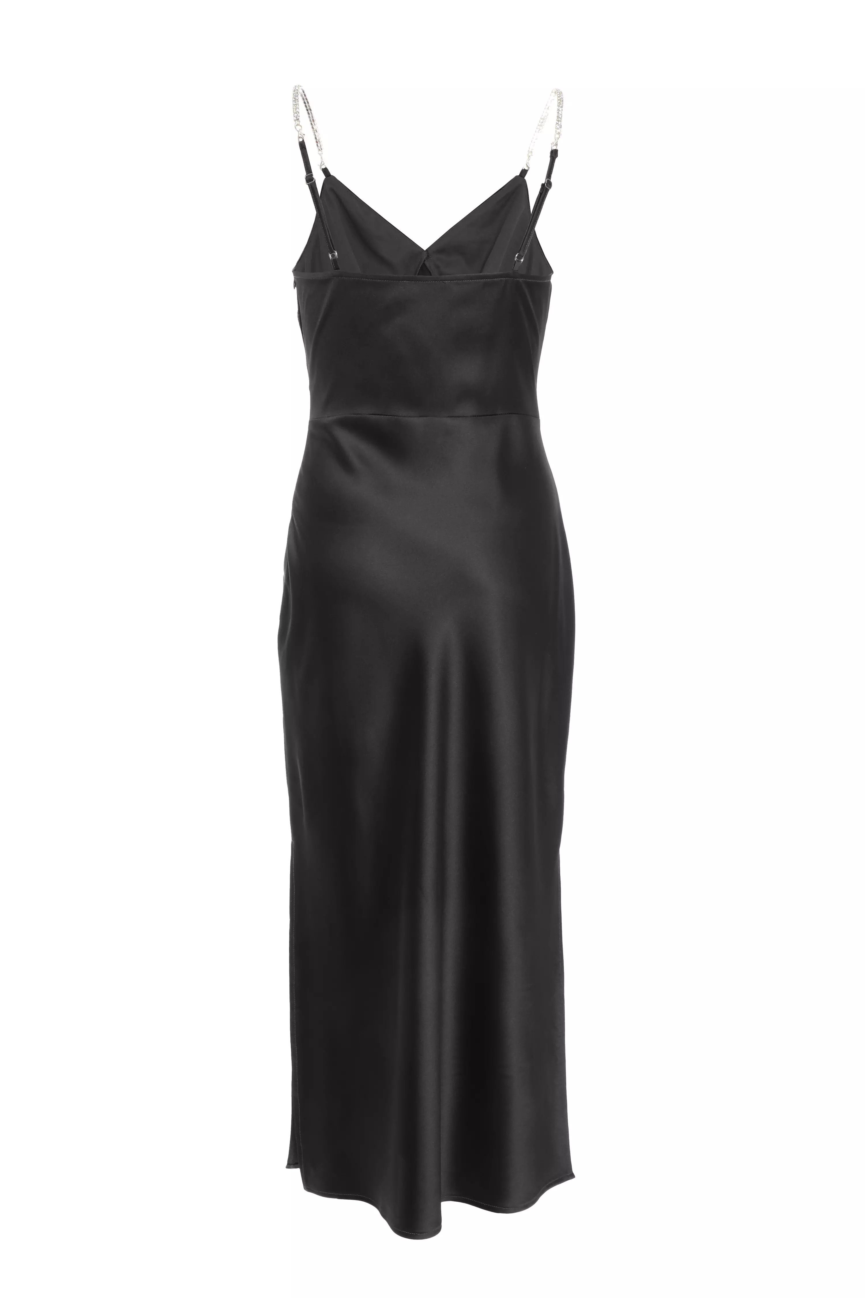 Petite Black Satin Midi Dress