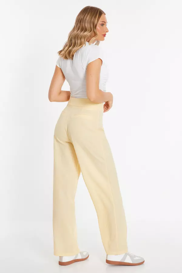 Yellow Linen Look Palazzo Trousers