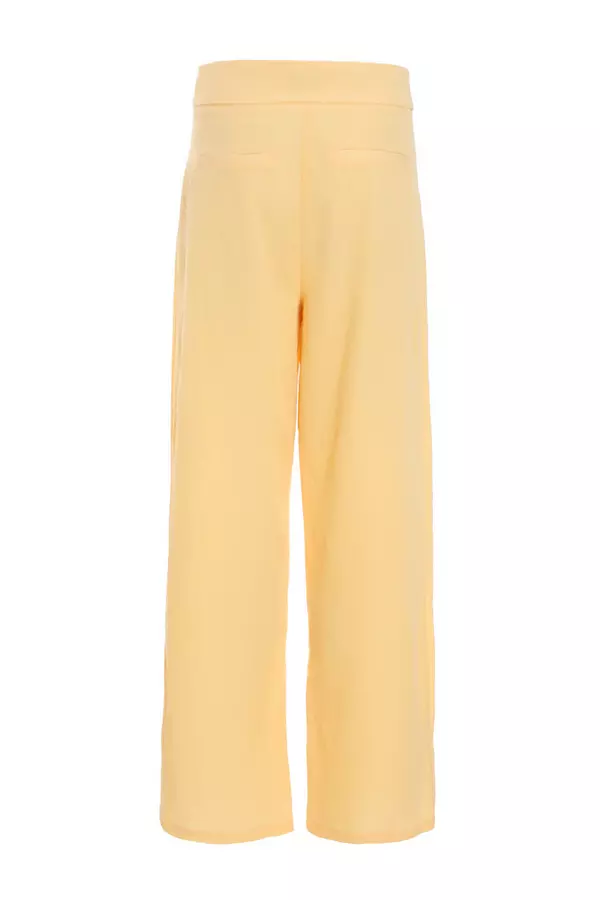 Yellow Linen Look Palazzo Trousers