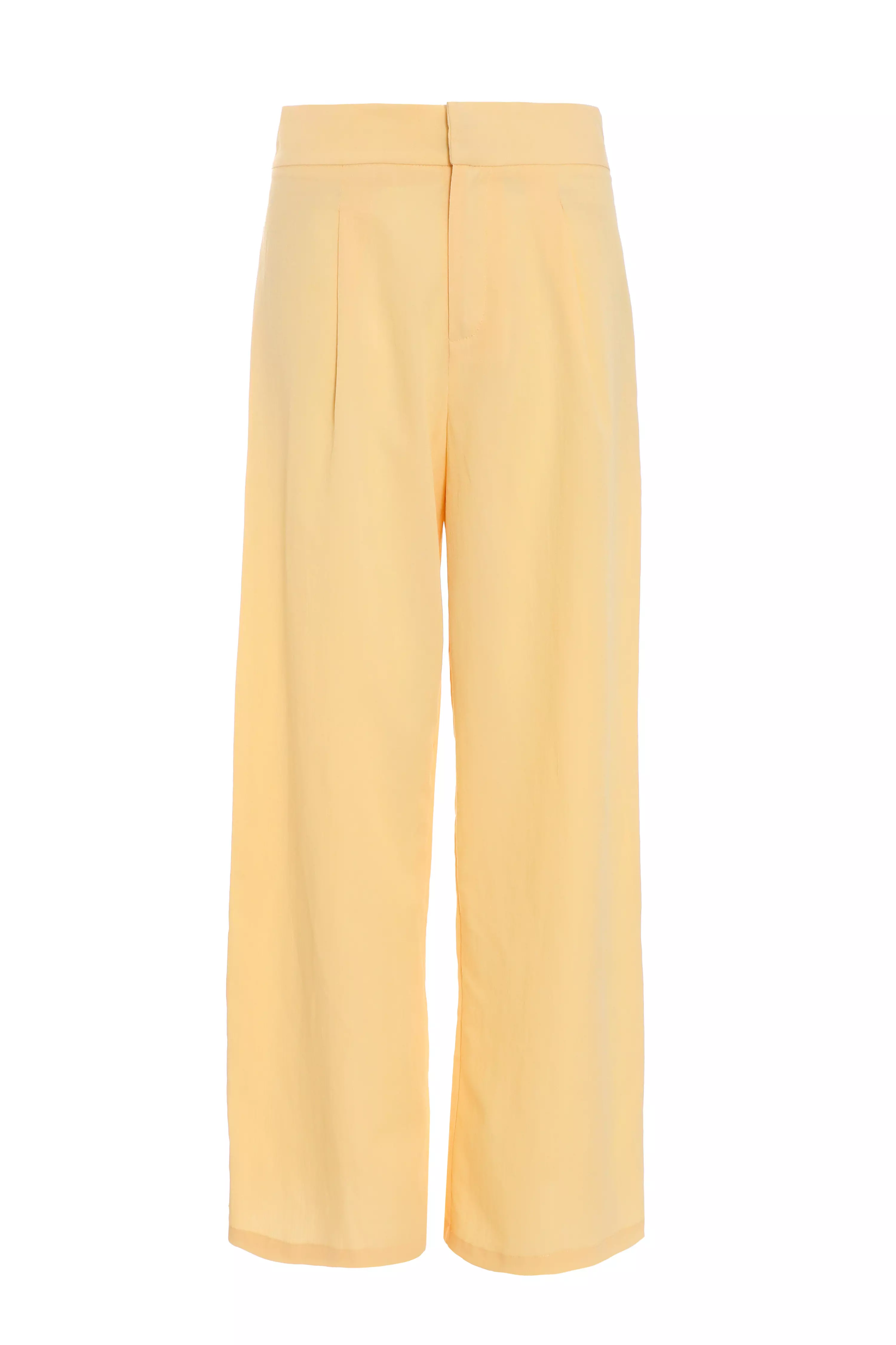 Yellow Linen Look Palazzo Trousers