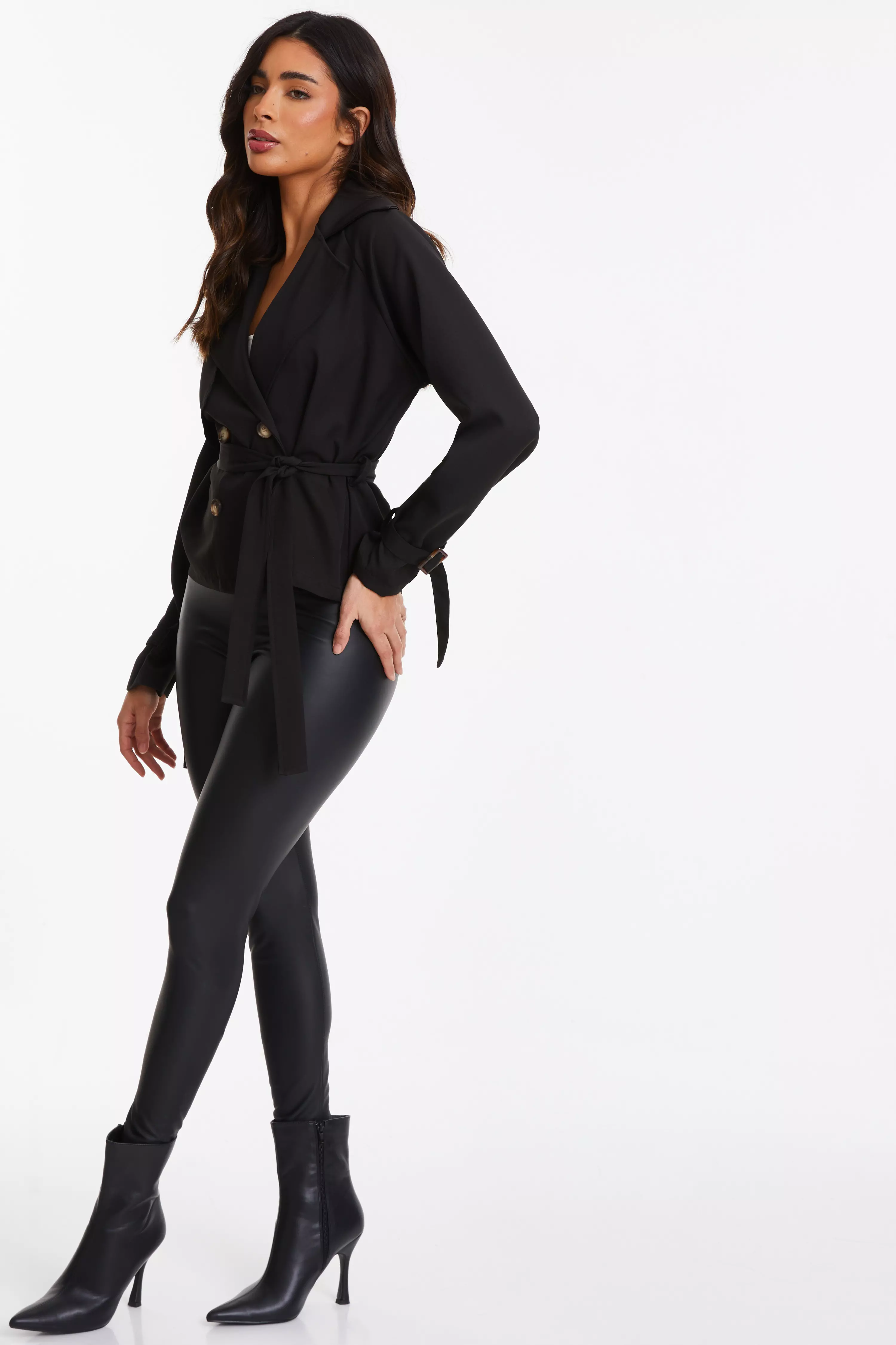 Black Cropped Trench Coat