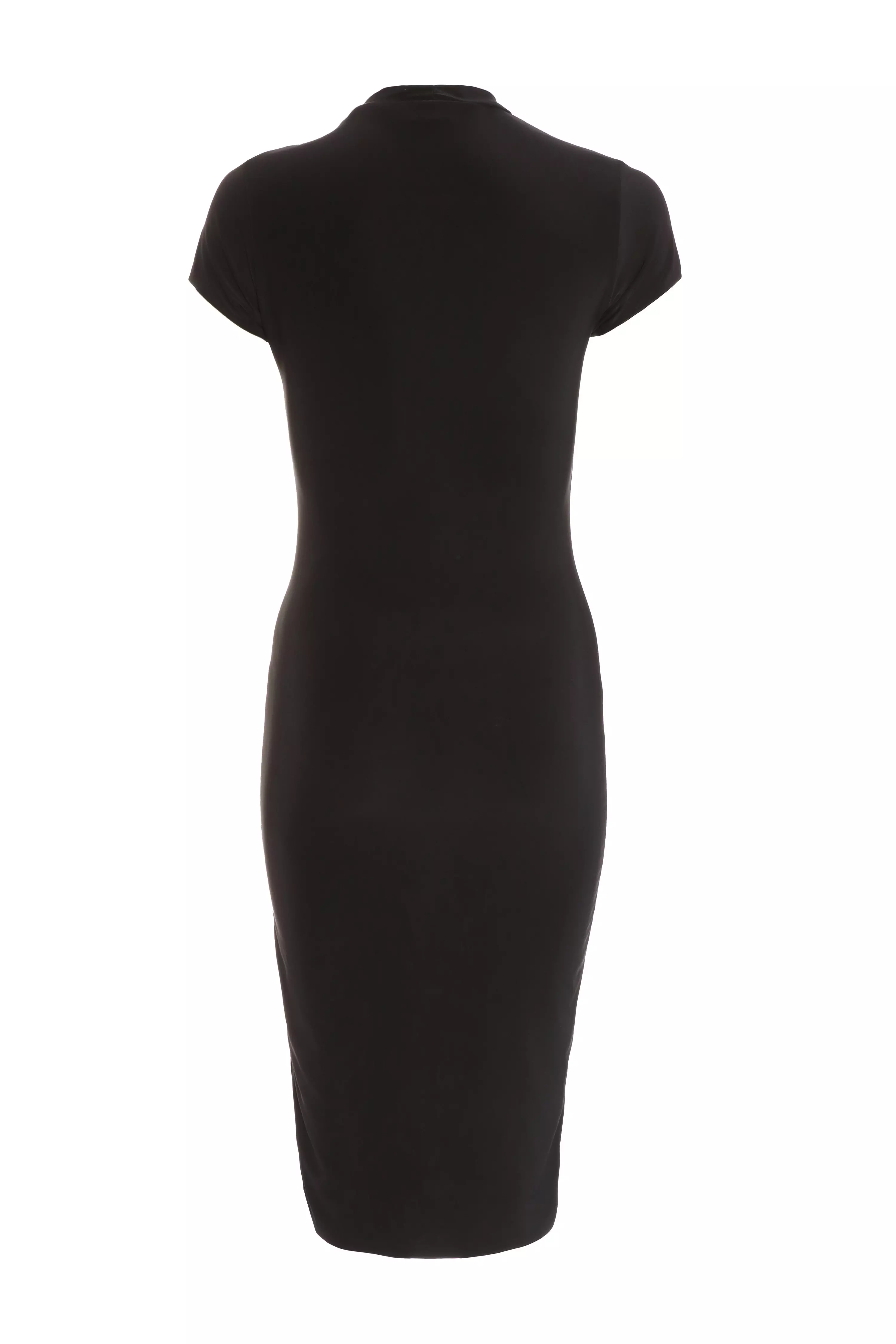 Petite Black Short Sleeve Bodycon Midi Dress