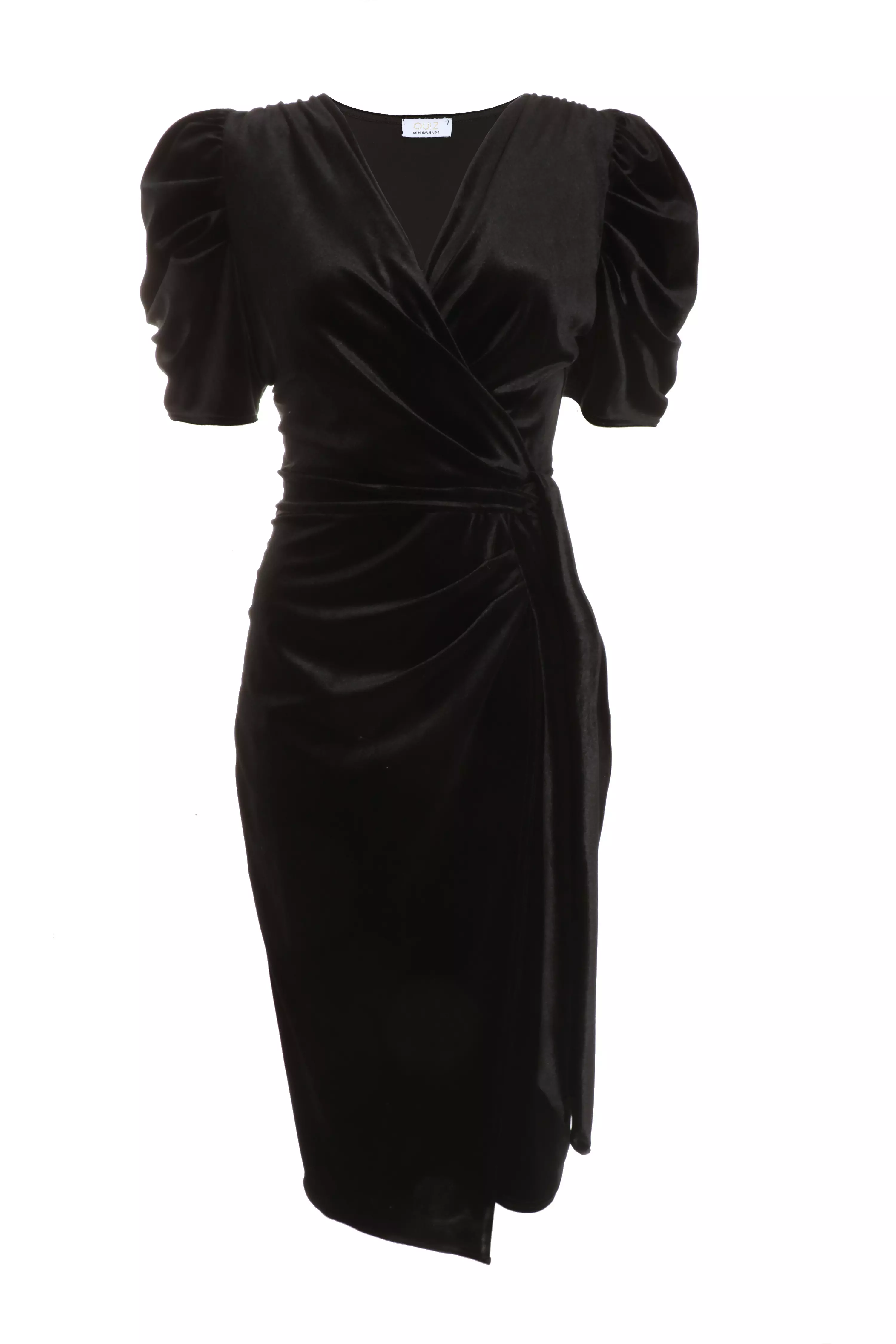 Black Velvet Wrap Midi Dress