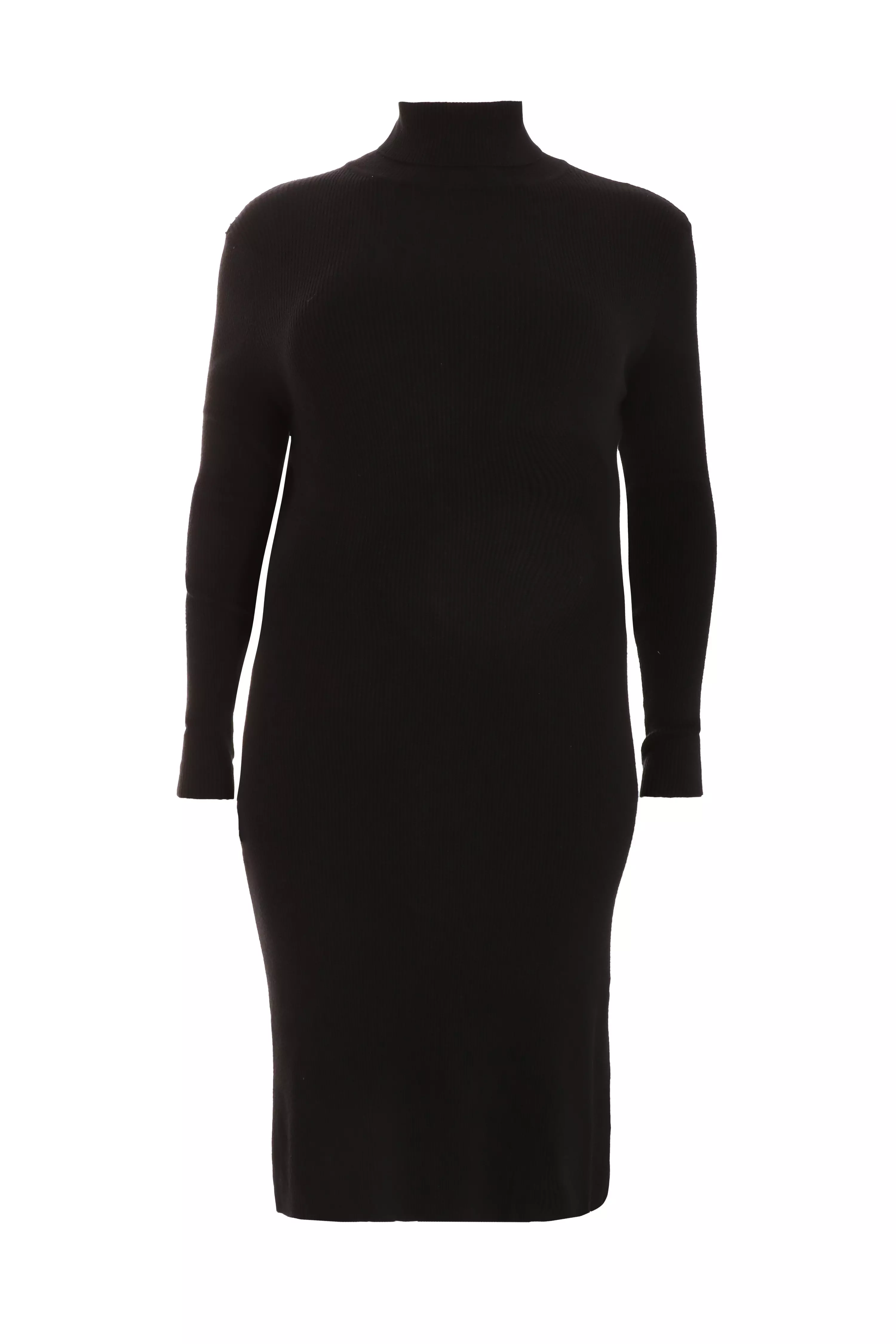 Curve Black Knit Long Sleeve Jumper Dress