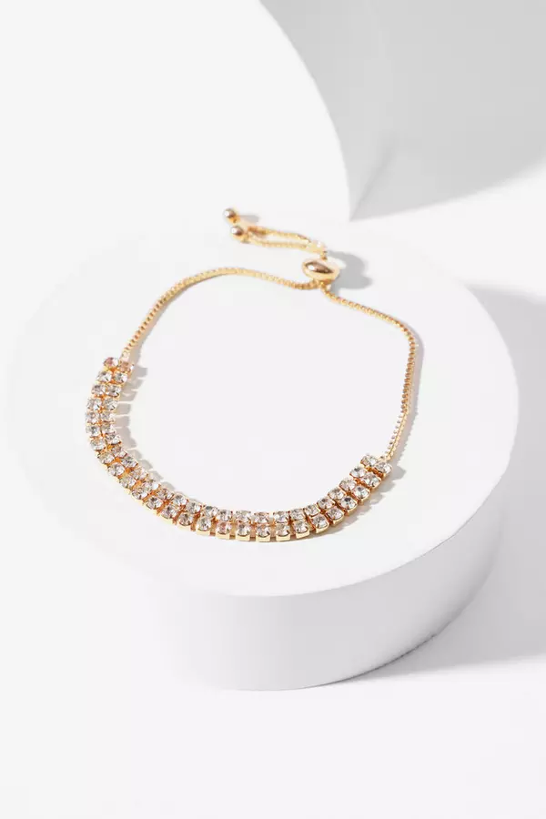 Gold Diamante Double Row Bracelet