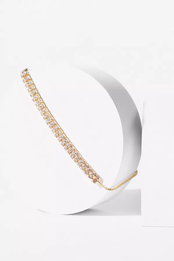 Gold Diamante Double Row Bracelet