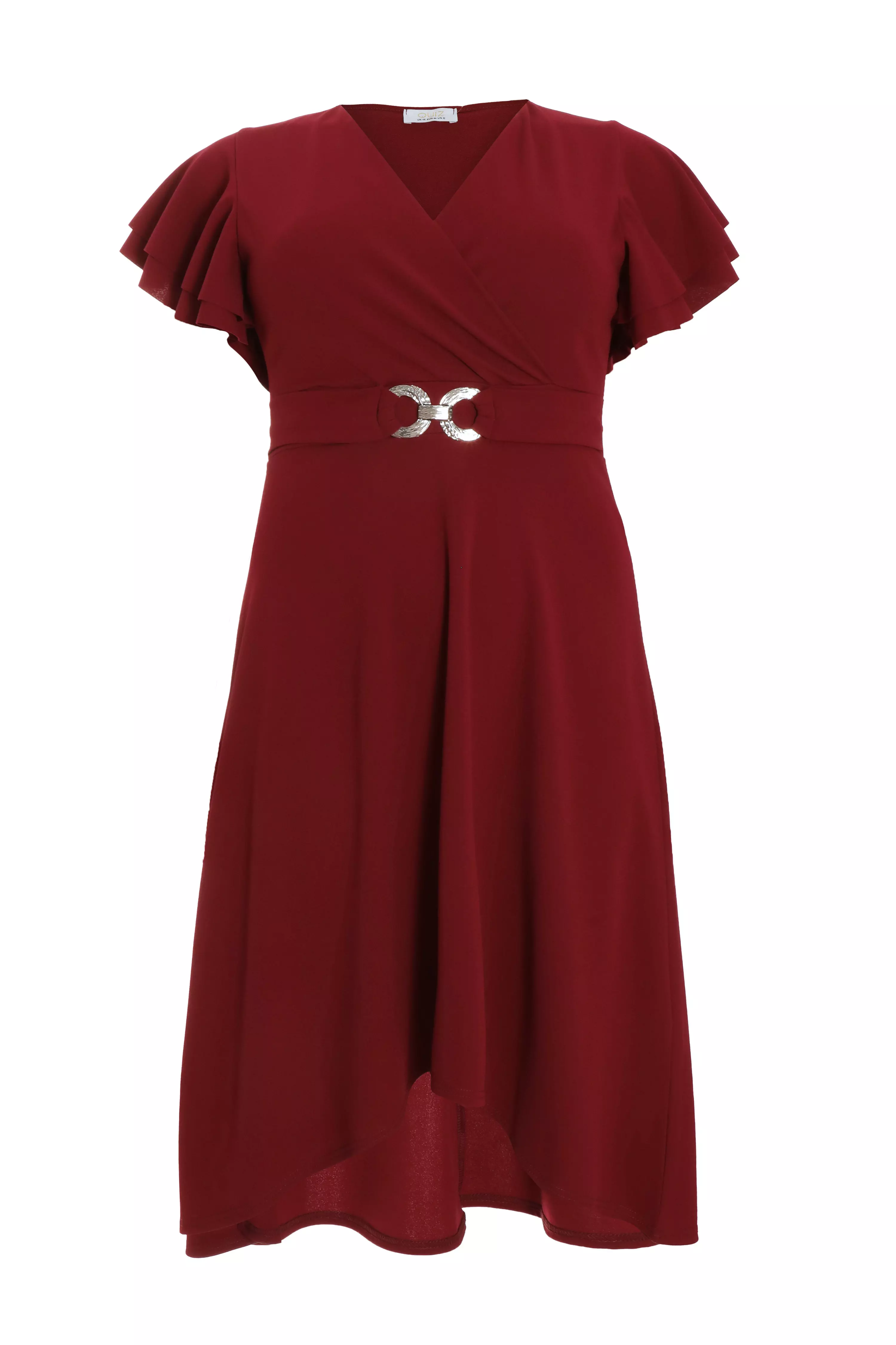 Curve Dark Red Skater Midi Dress