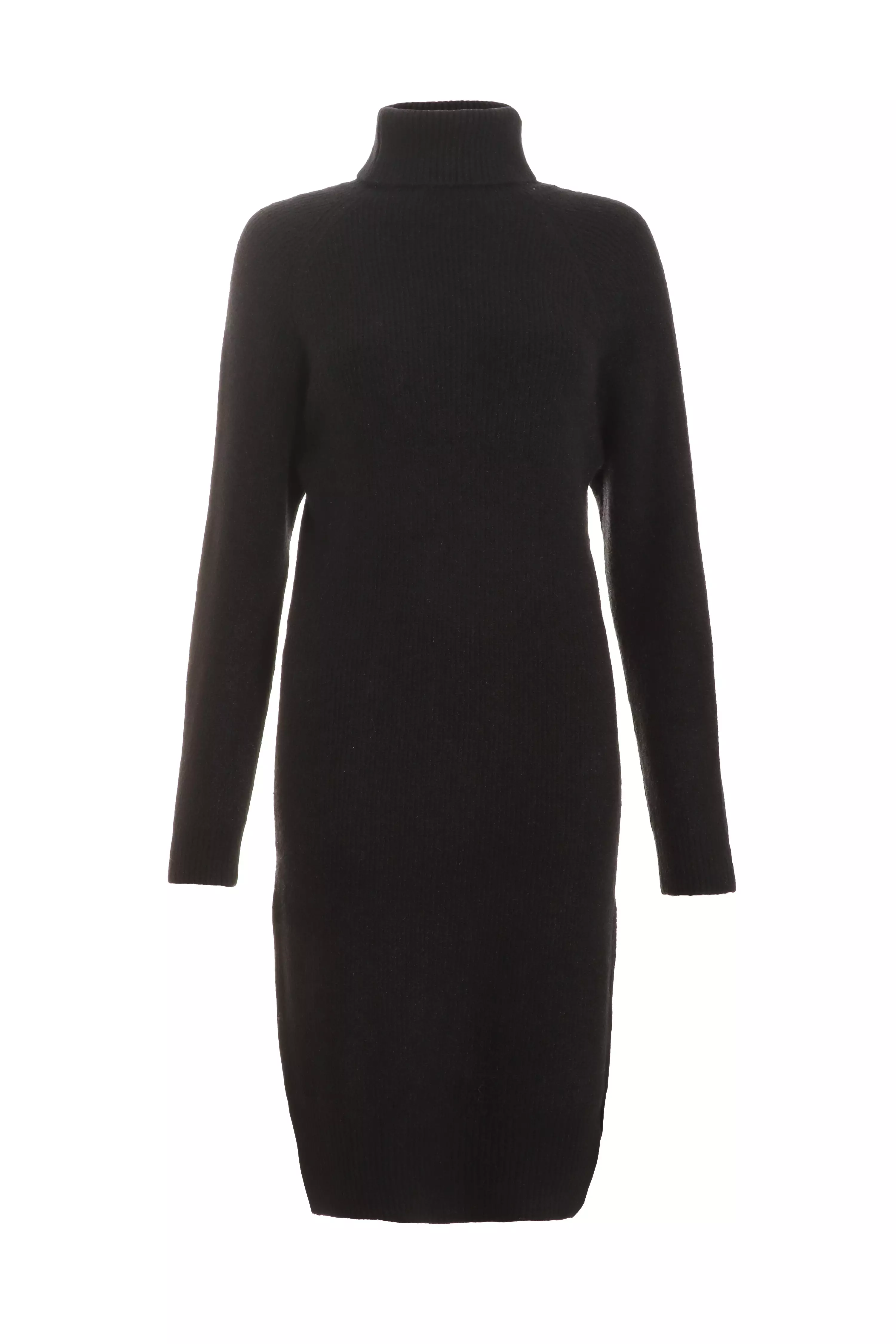 Black Knit High Neck Jumper Dress