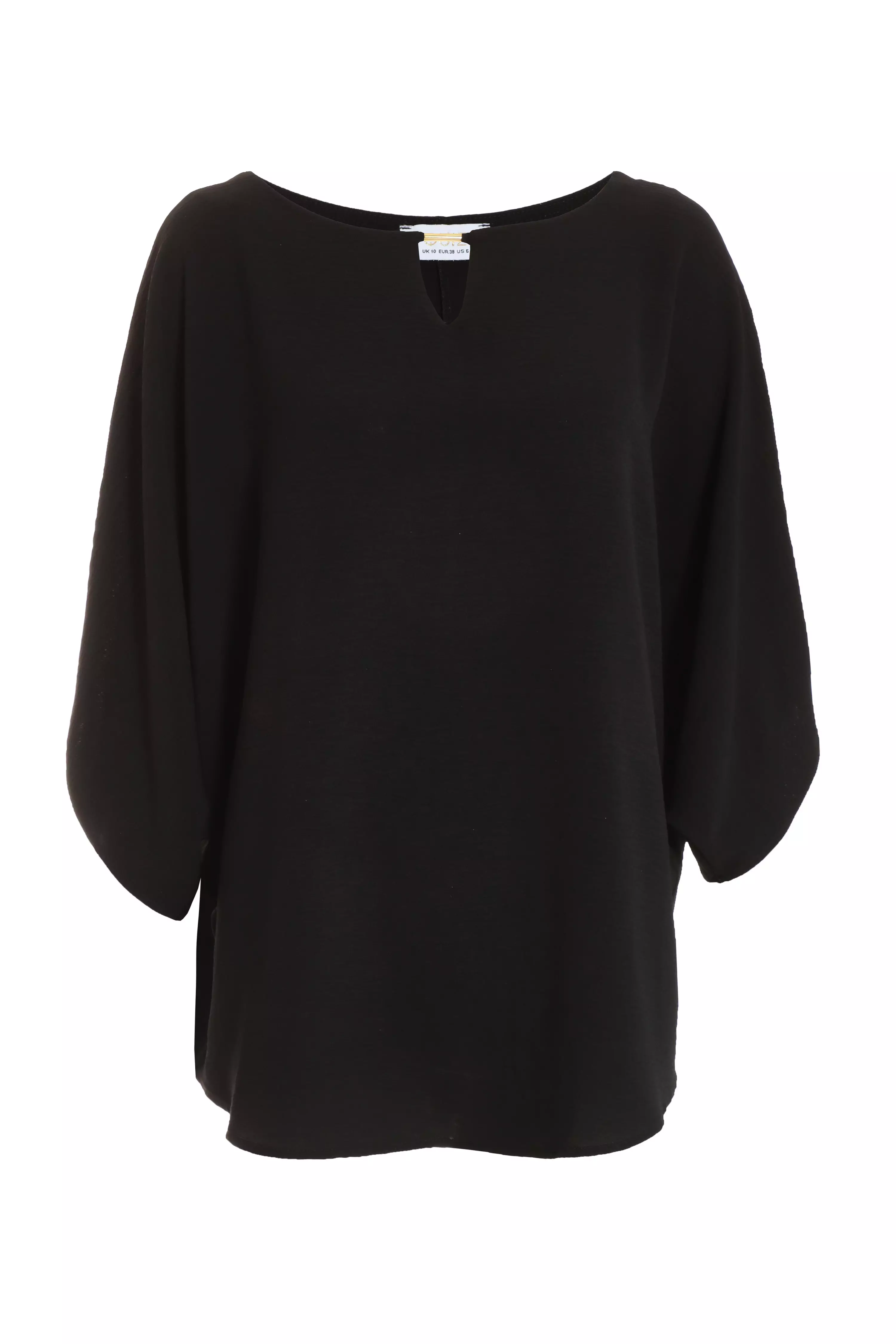 Black Textured Notched Top