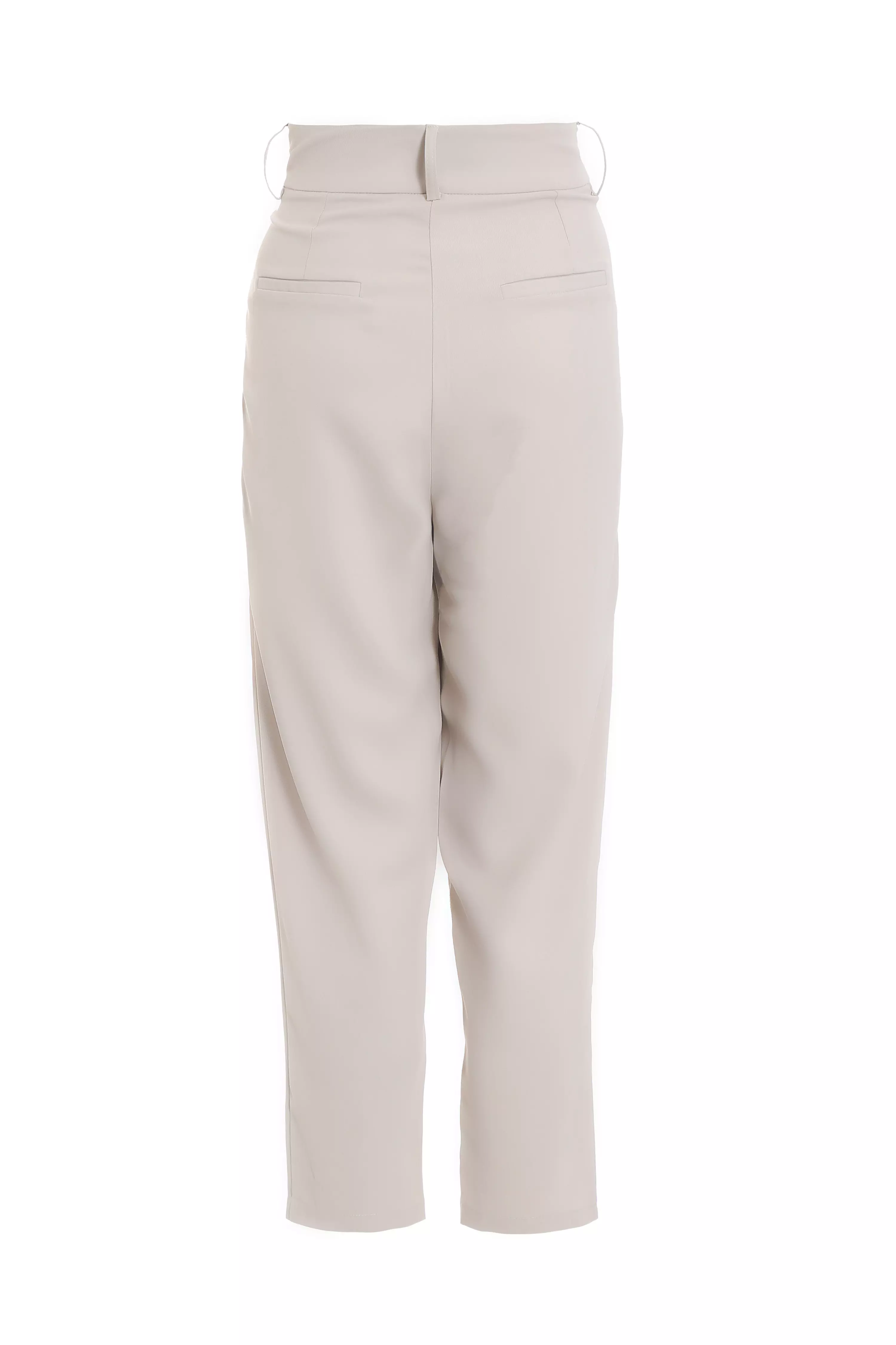 Stone High Waisted Tapered Trousers