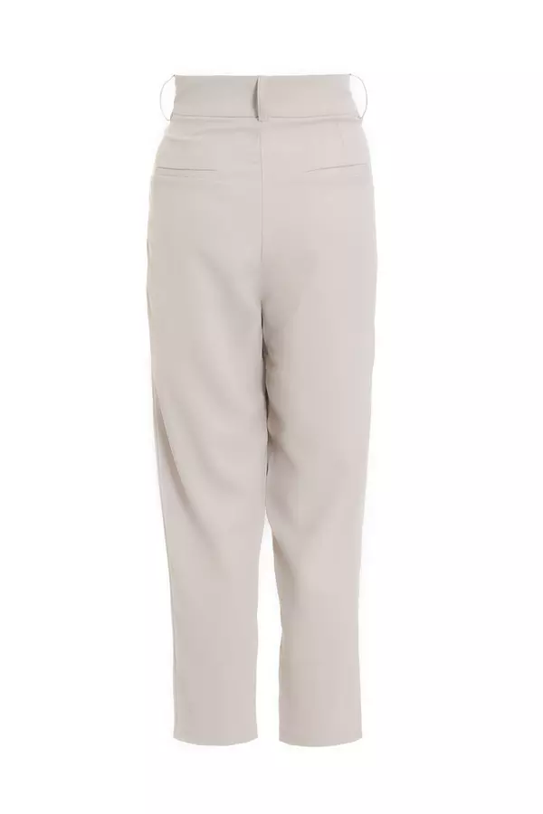 Stone High Waisted Tapered Trousers