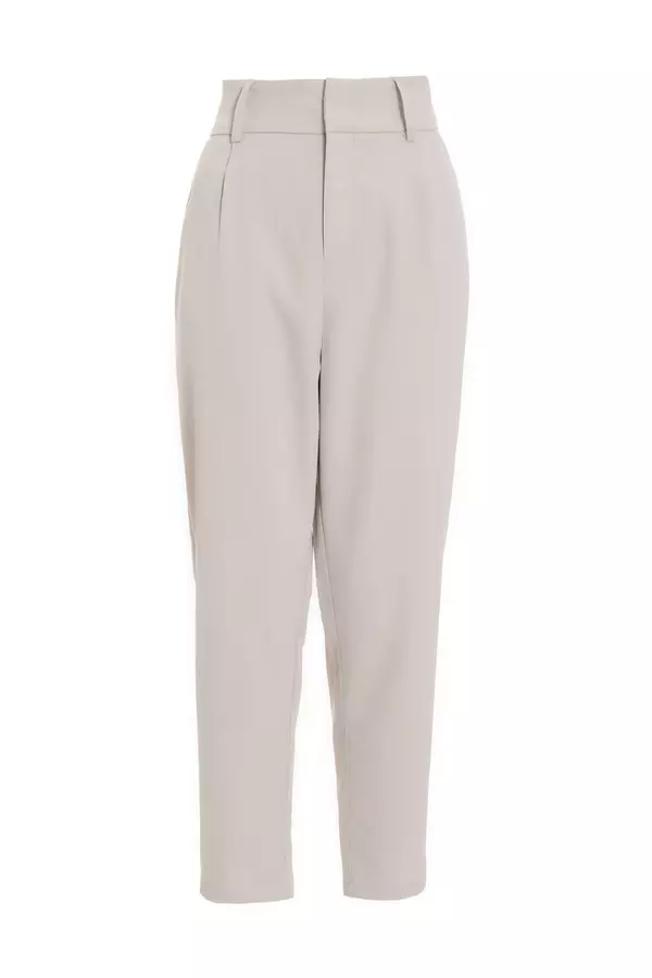 Stone High Waisted Tapered Trousers