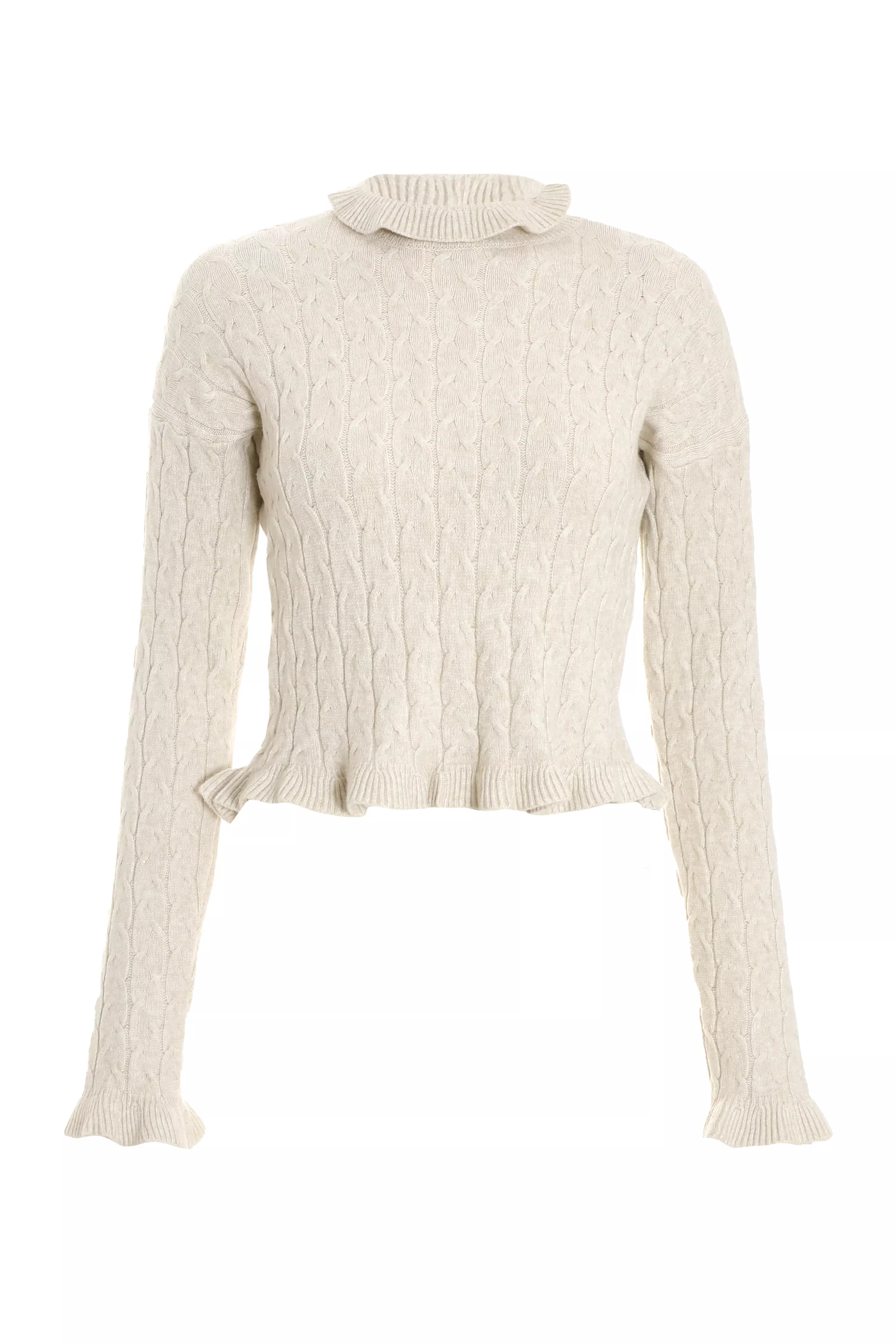 Stone Knit High Neck Frill Jumper