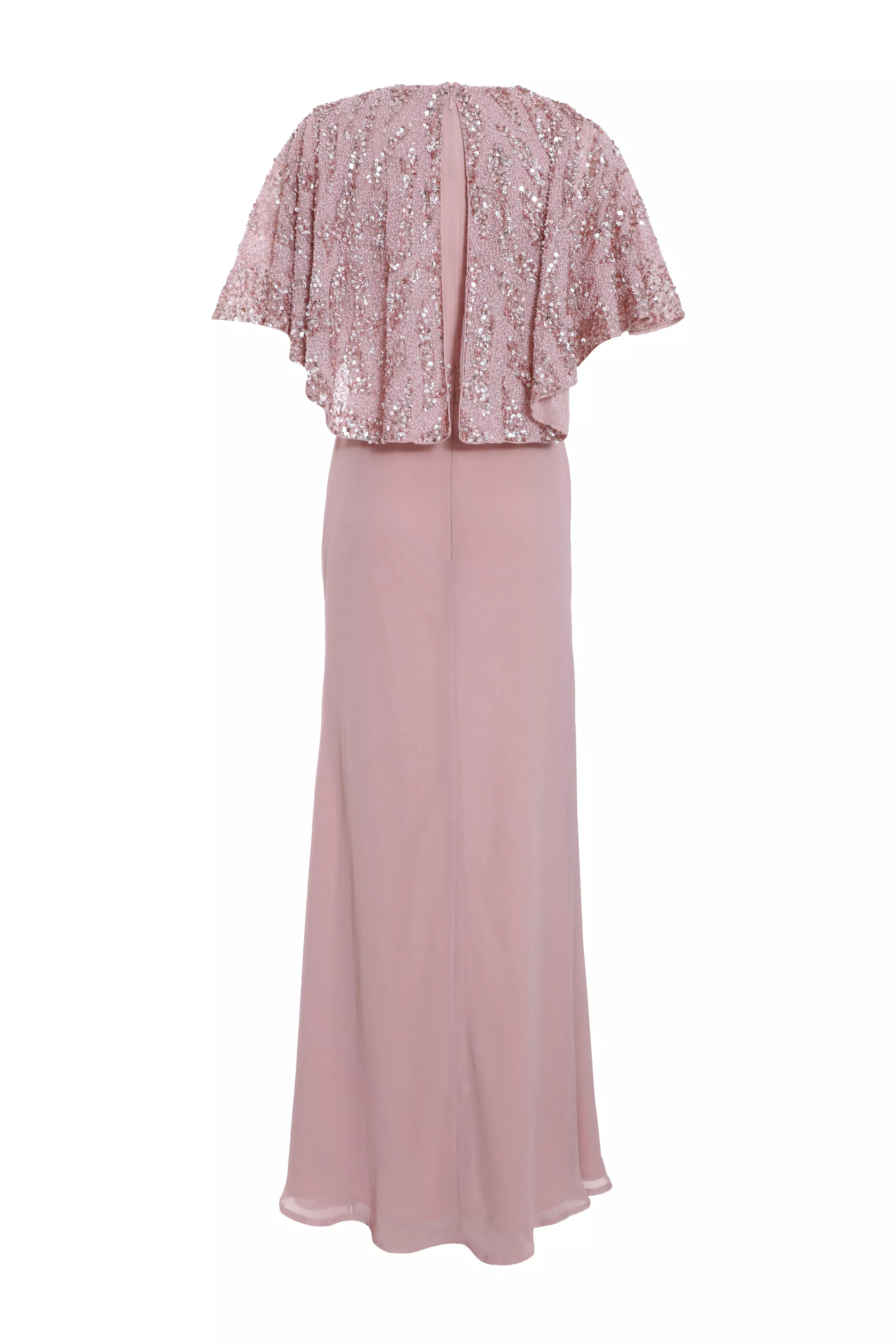 Pink Chiffon Embellished Maxi Dress