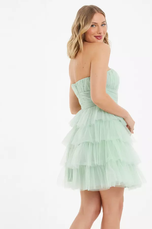 Sage Green Tulle Mini Dress