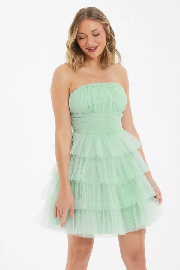 Sage Green Tulle Mini Dress