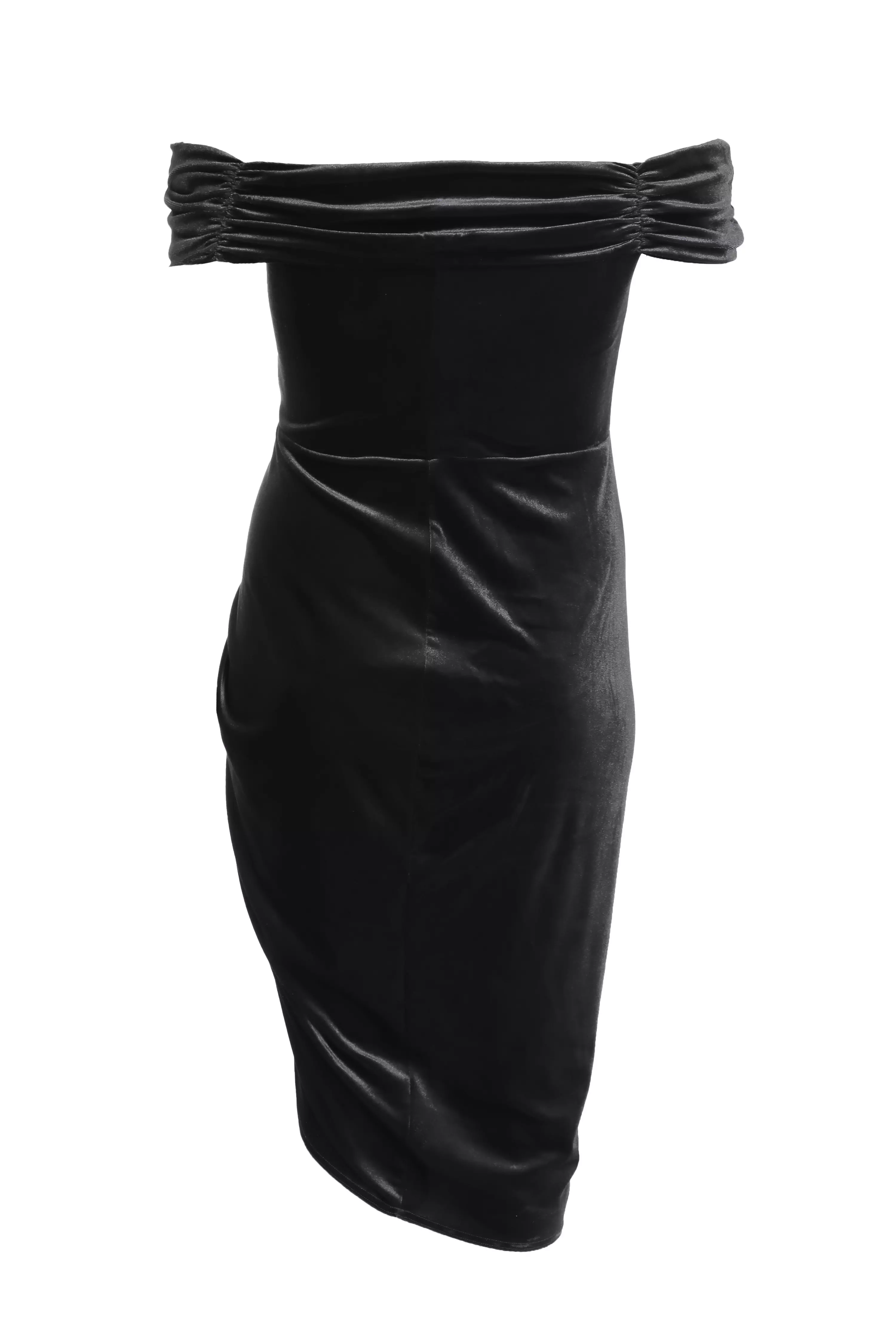 Curve Black Velvet Ruched Midi Dress