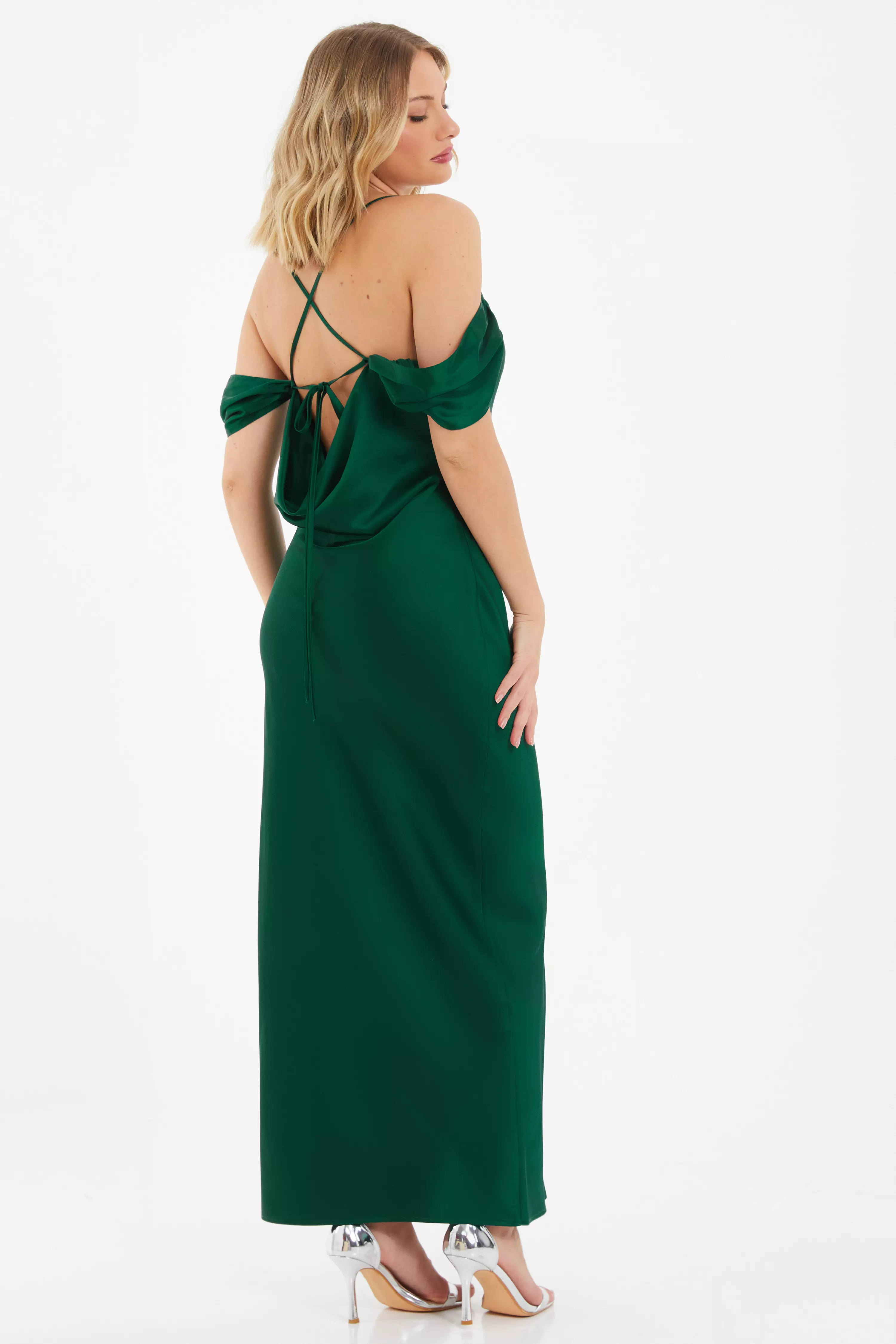 Quiz cold shoulder cheap maxi dress