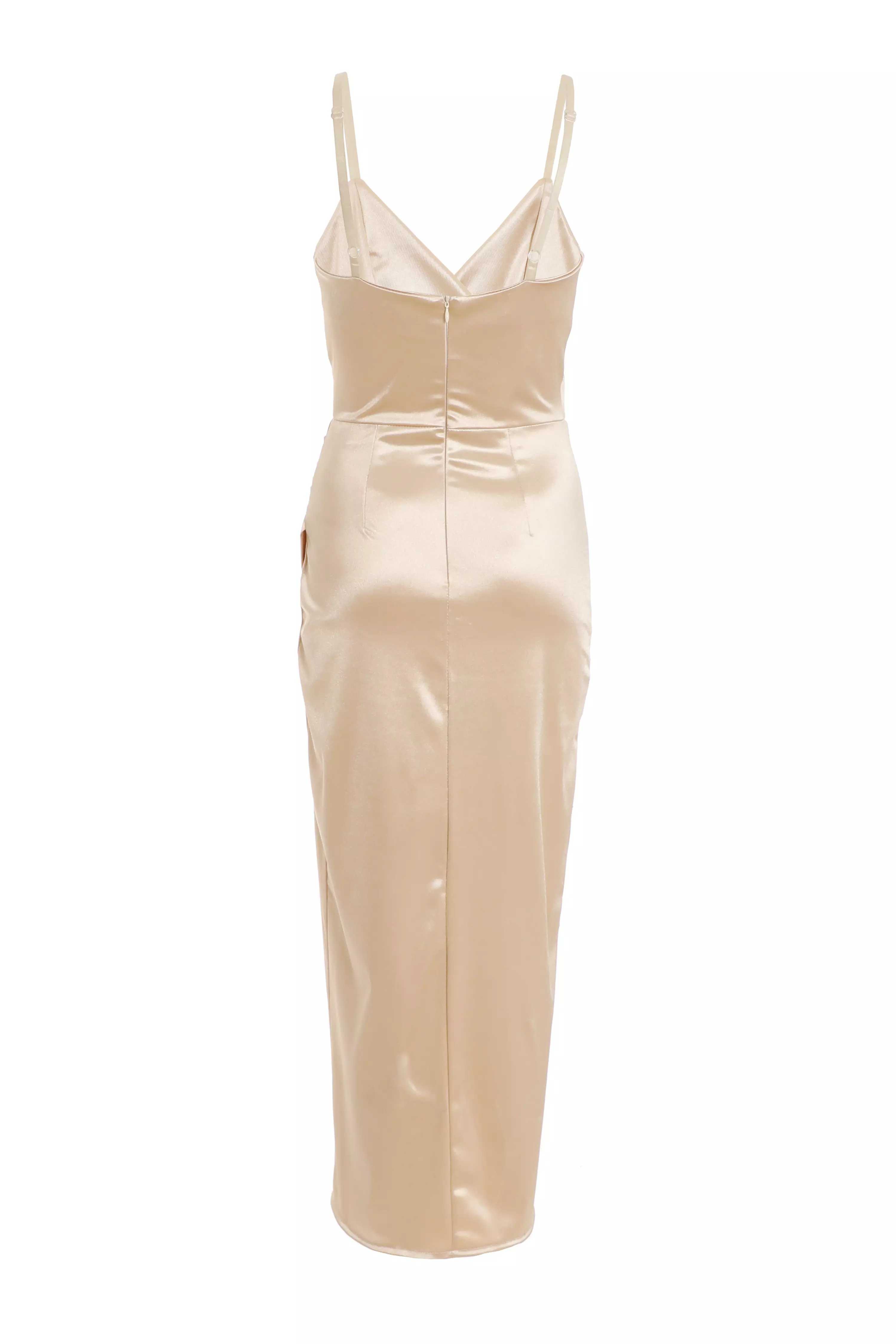 Champagne Wrap Ruched Maxi Dress