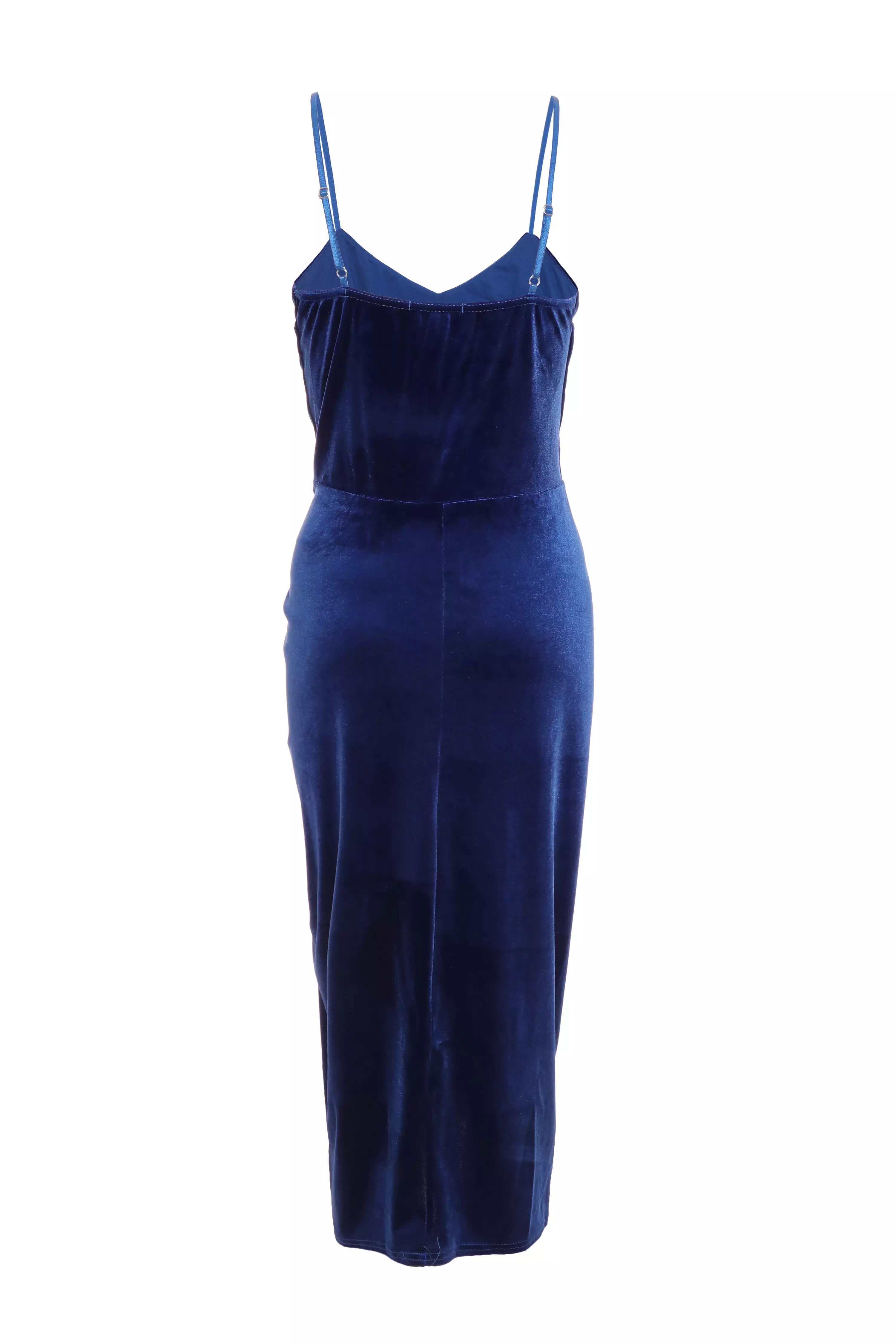 Royal Blue Velvet Ruched Midi Dress