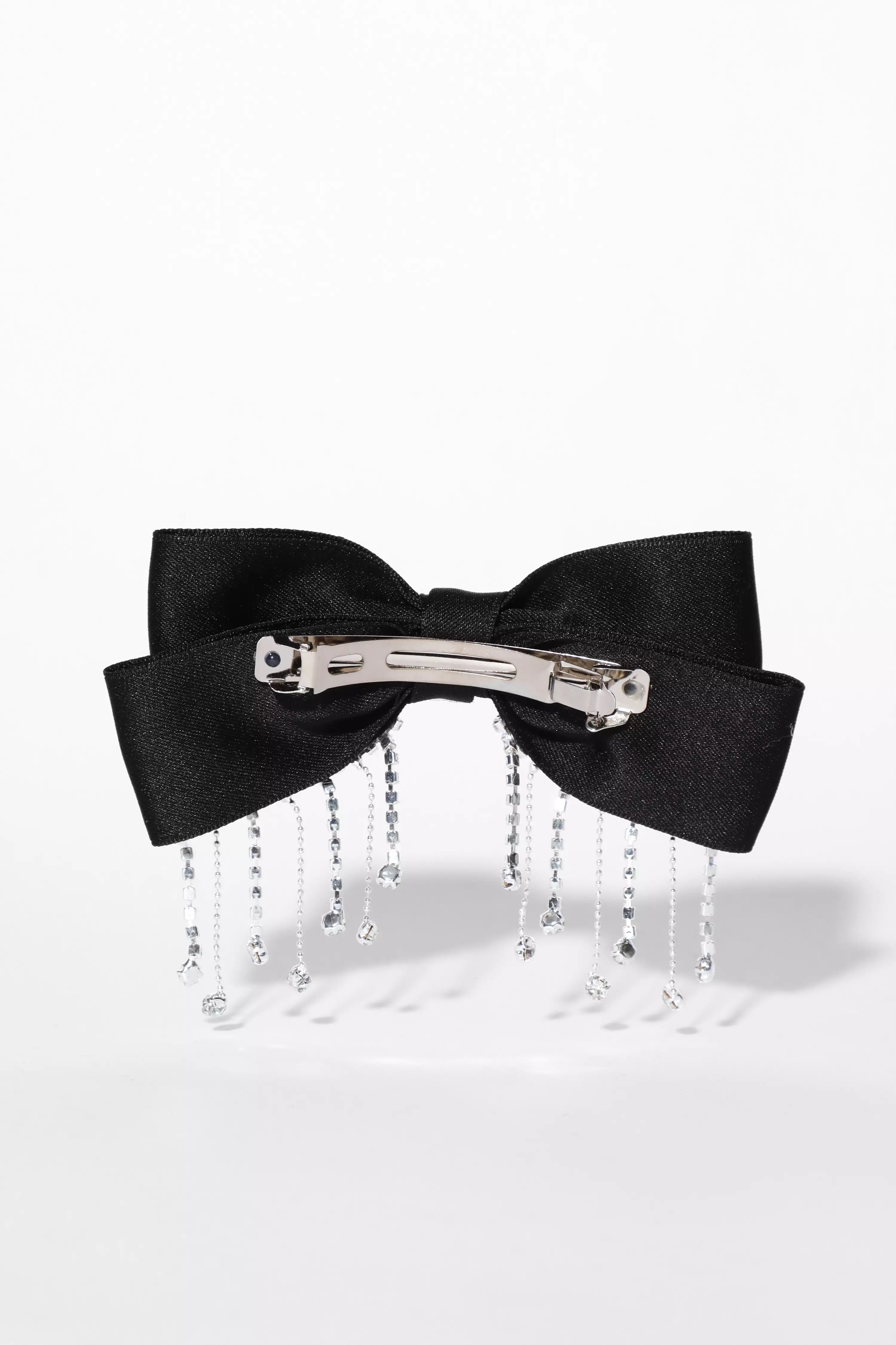 Black Diamante Bow Hair Clip