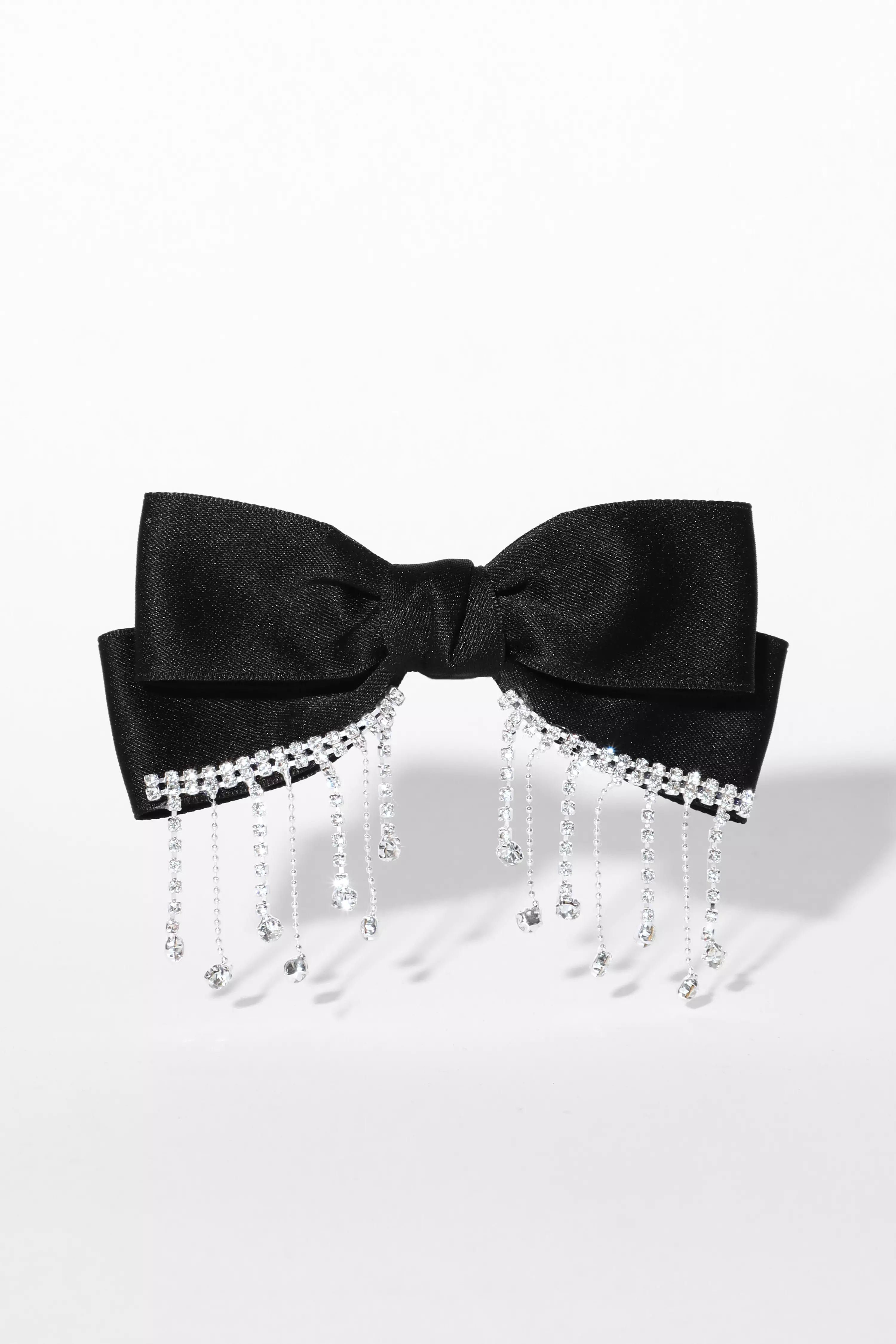 Black Diamante Bow Hair Clip