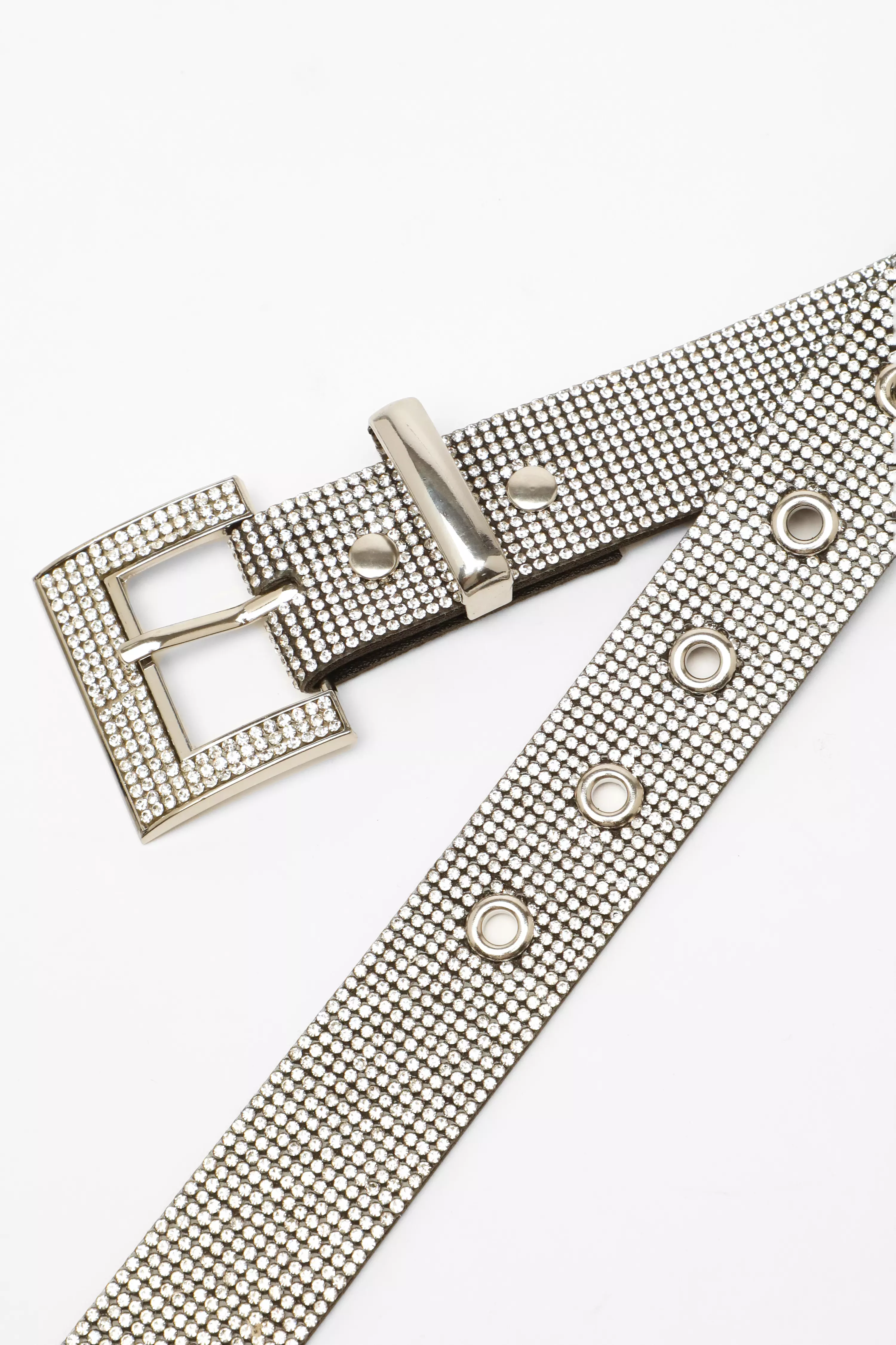 Silver Diamante Buckle Belt